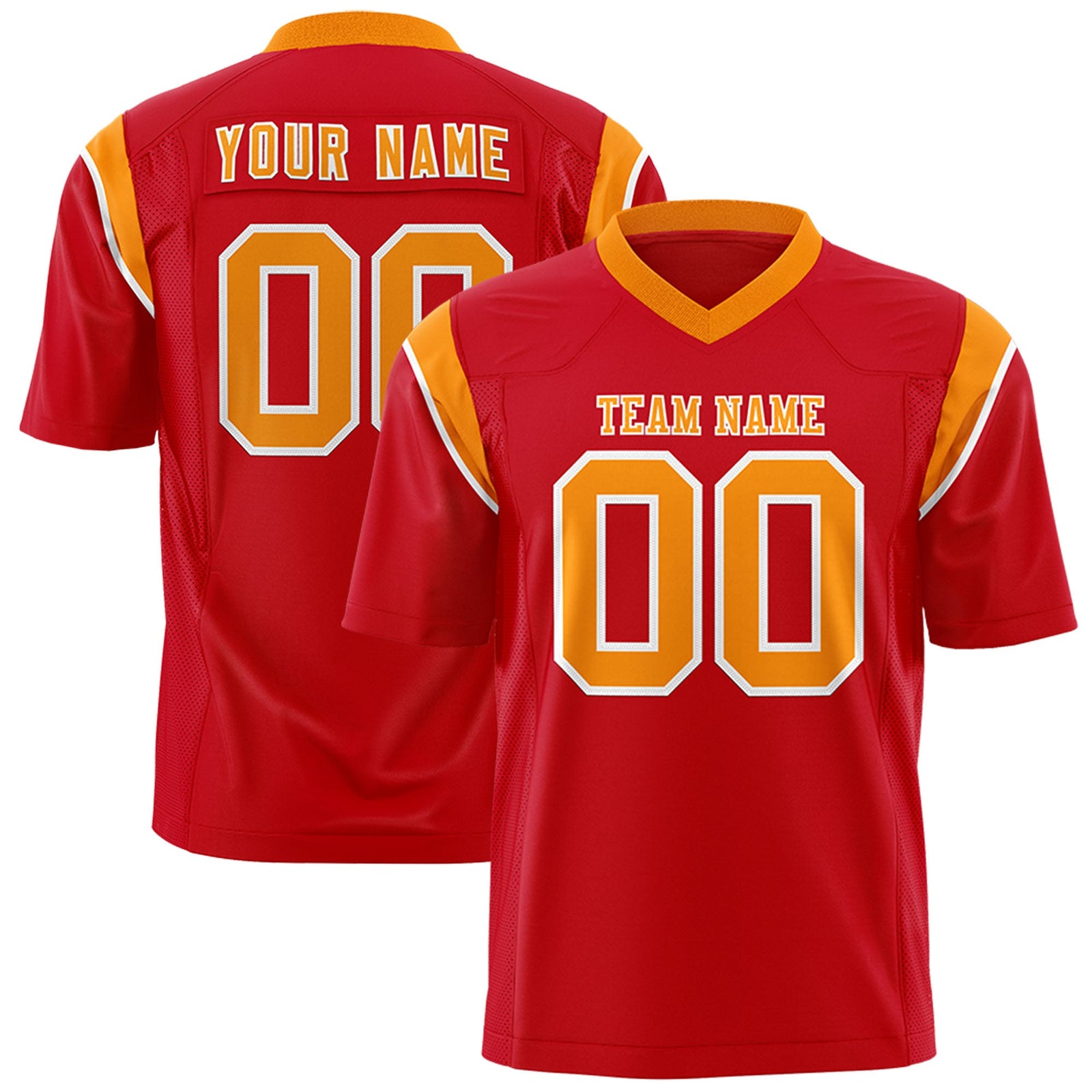 Custom Flag Football Jersey | Red Orange Color Block For Youth & Men | Add Name, Number & Logo | KXKSHOP