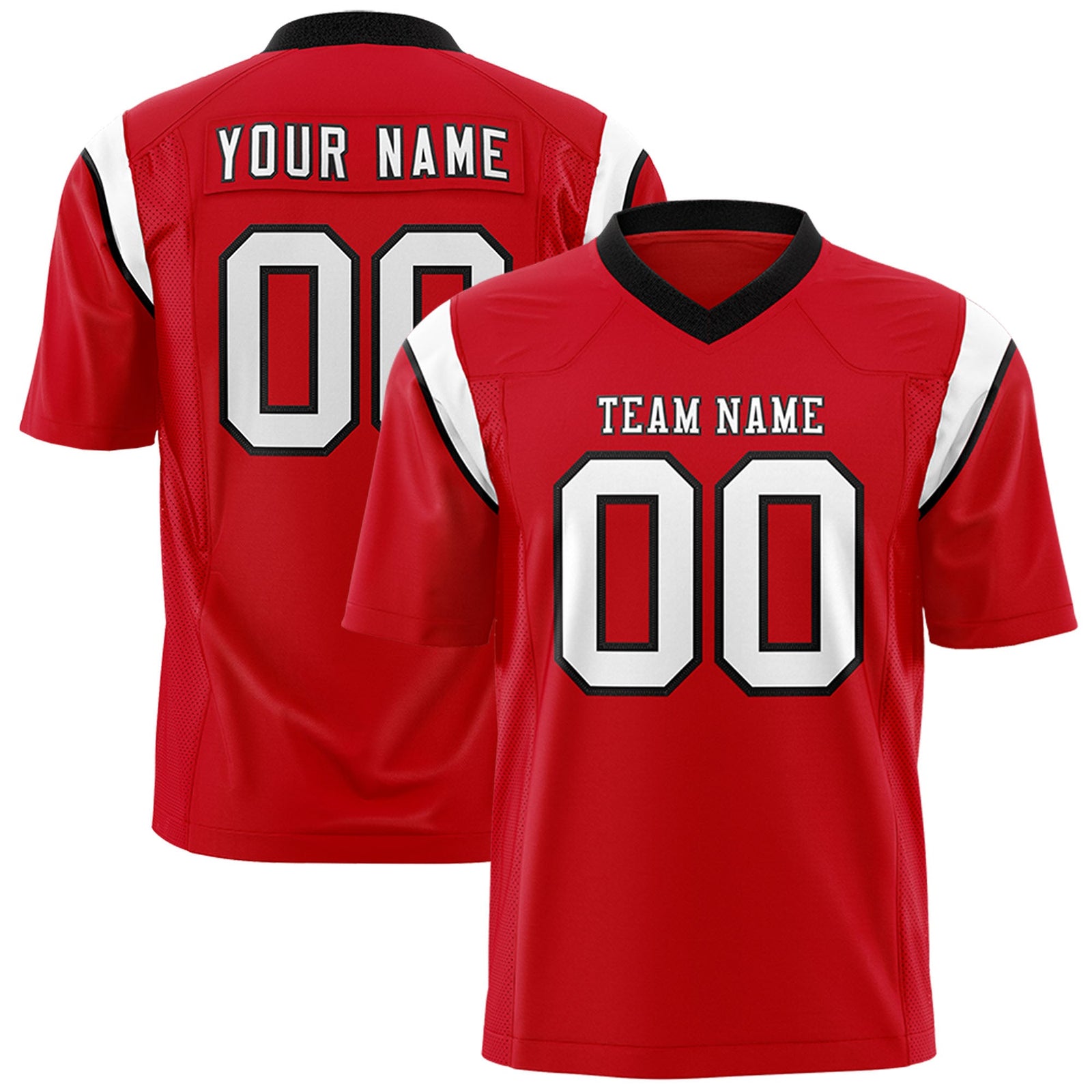 Custom Flag Football Jersey | Red White Color Block For Youth & Men | Add Name, Number & Logo | KXKSHOP