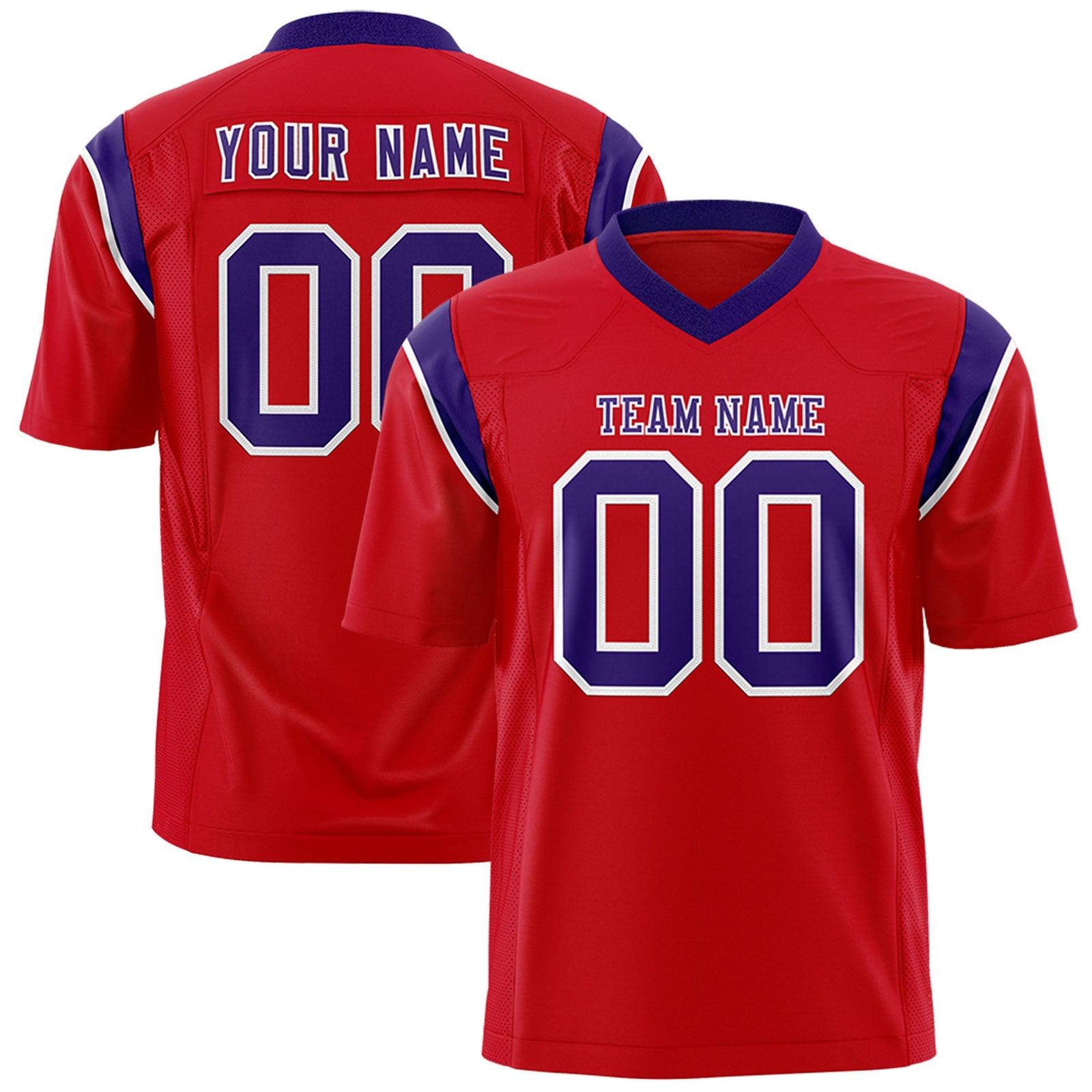 Custom Flag Football Jersey | Red Purple Color Block For Youth & Men | Add Name, Number & Logo | KXKSHOP