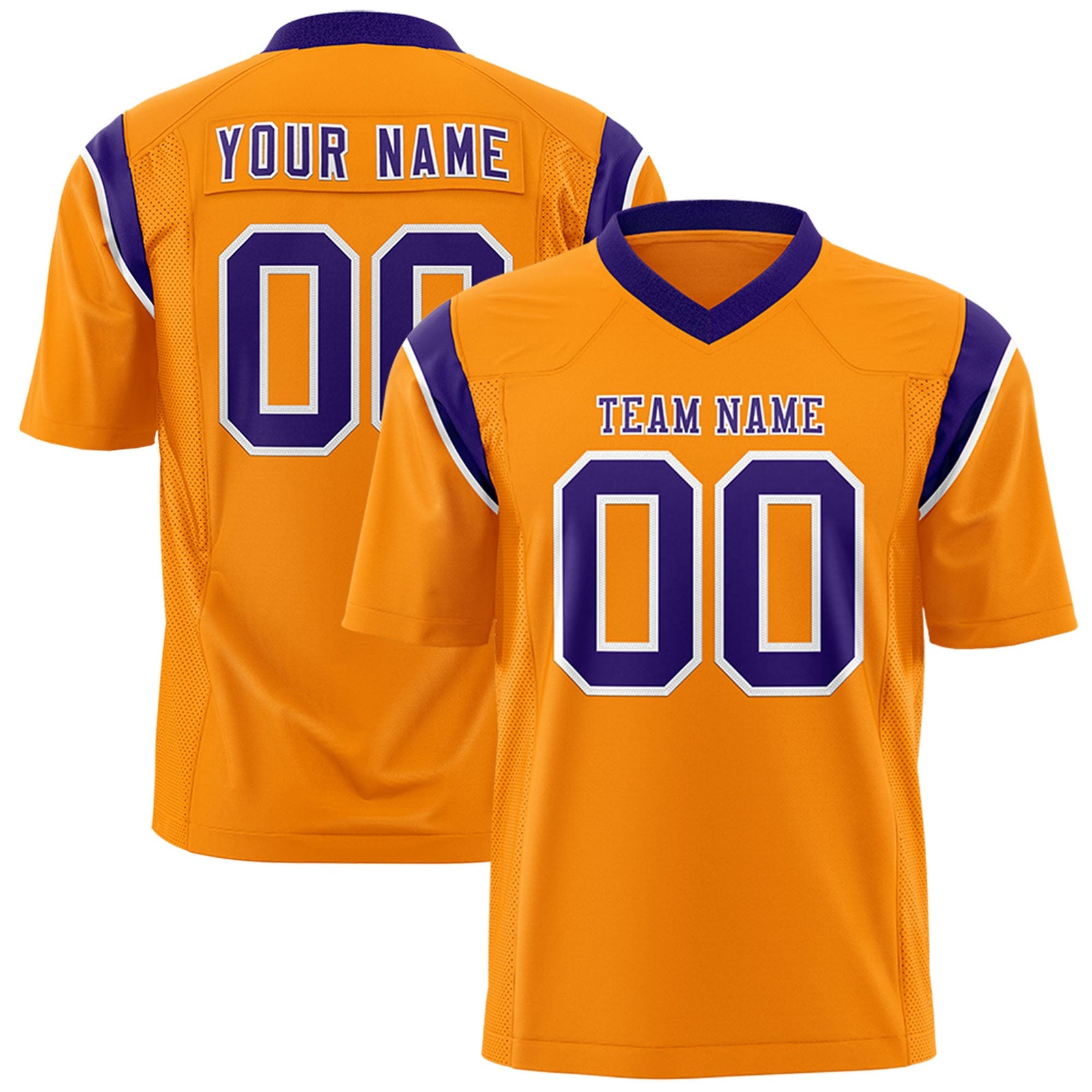 Custom Flag Football Jersey | Gold Orange Purple Color Block For Youth & Men | Add Name, Number & Logo | KXKSHOP