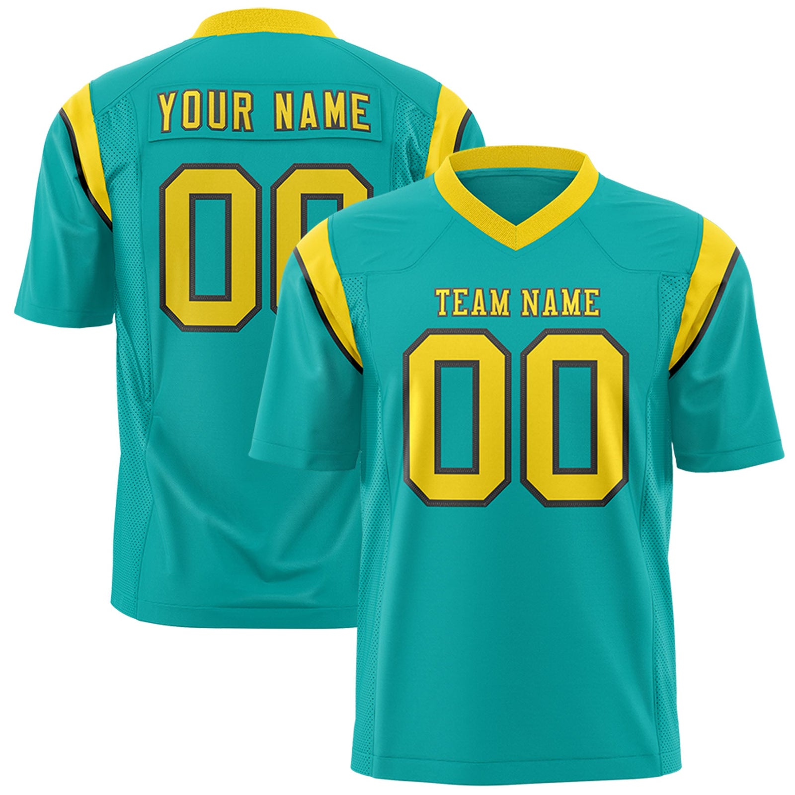 Custom Flag Football Jersey | Aqua Gold Color Block For Youth & Men | Add Name, Number & Logo | KXKSHOP