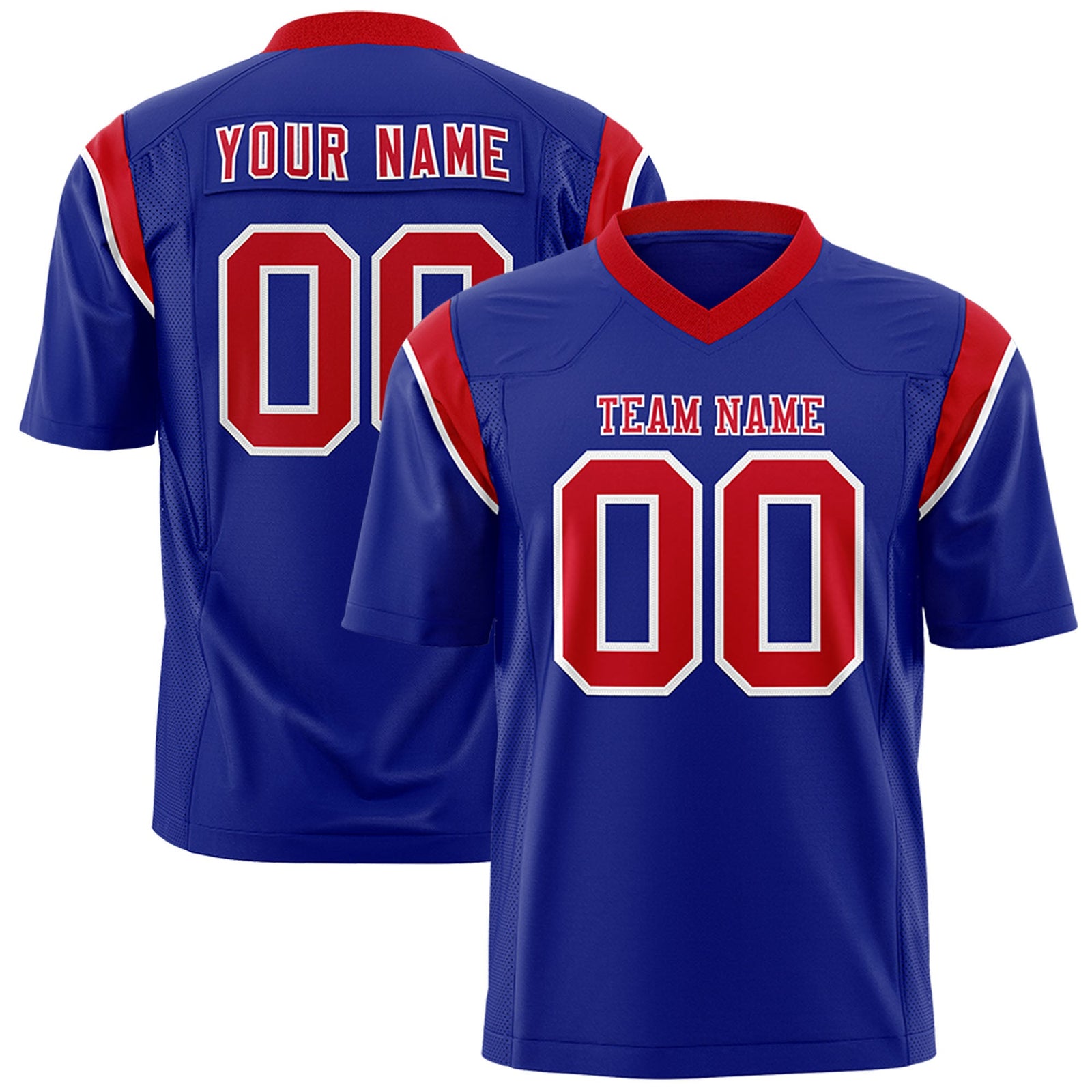 Custom Flag Football Jersey | Royal Red Color Block For Youth & Men | Add Name, Number & Logo | KXKSHOP