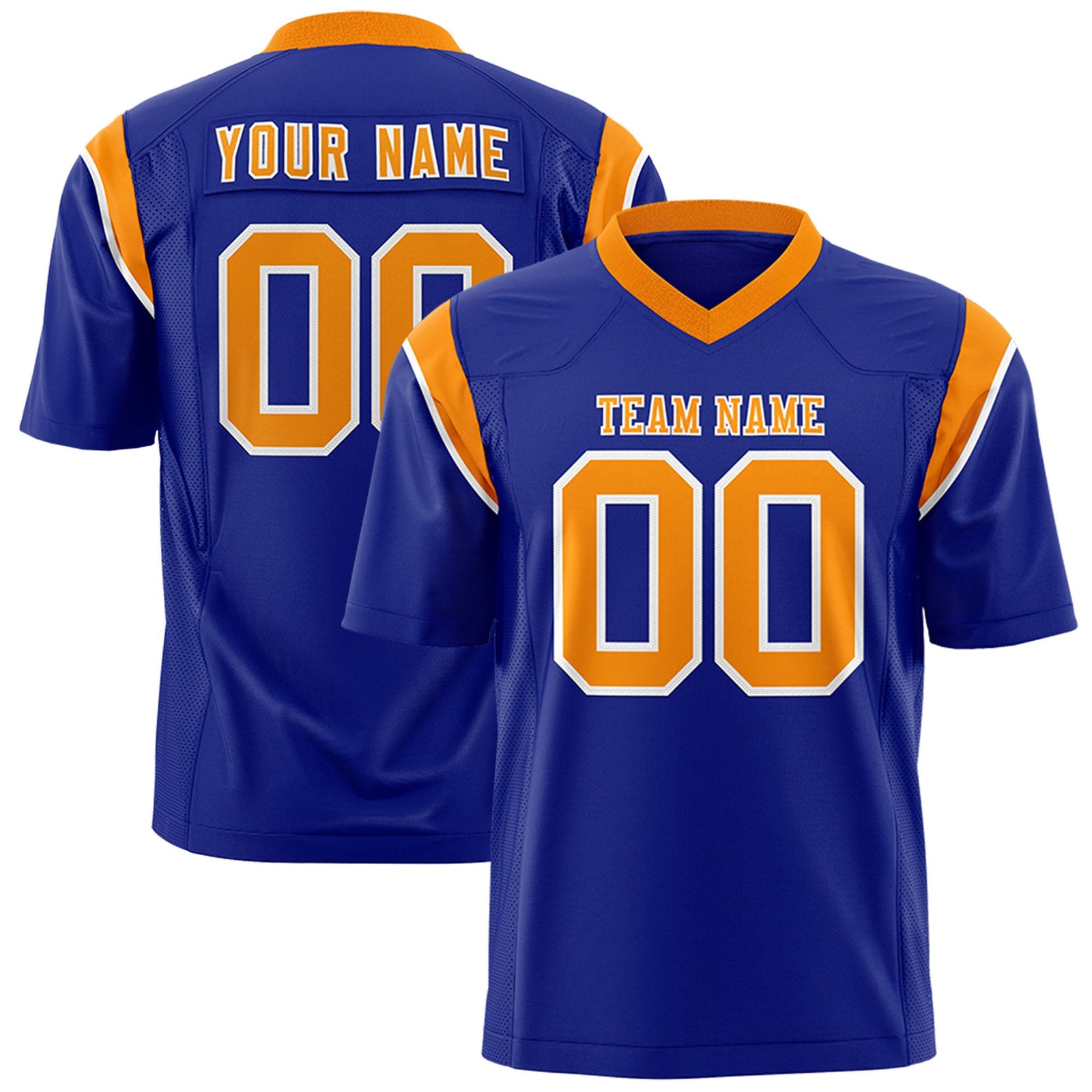 Custom Flag Football Jersey | Royal Orange Color Block For Youth & Men | Add Name, Number & Logo | KXKSHOP