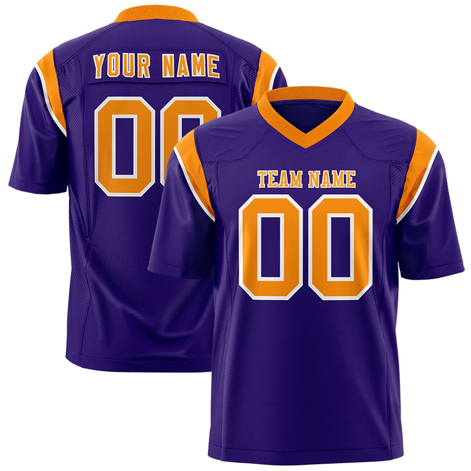 Custom Flag Football Jersey | Purple Gold Orange Color Block For Youth & Men | Add Name, Number & Logo | KXKSHOP