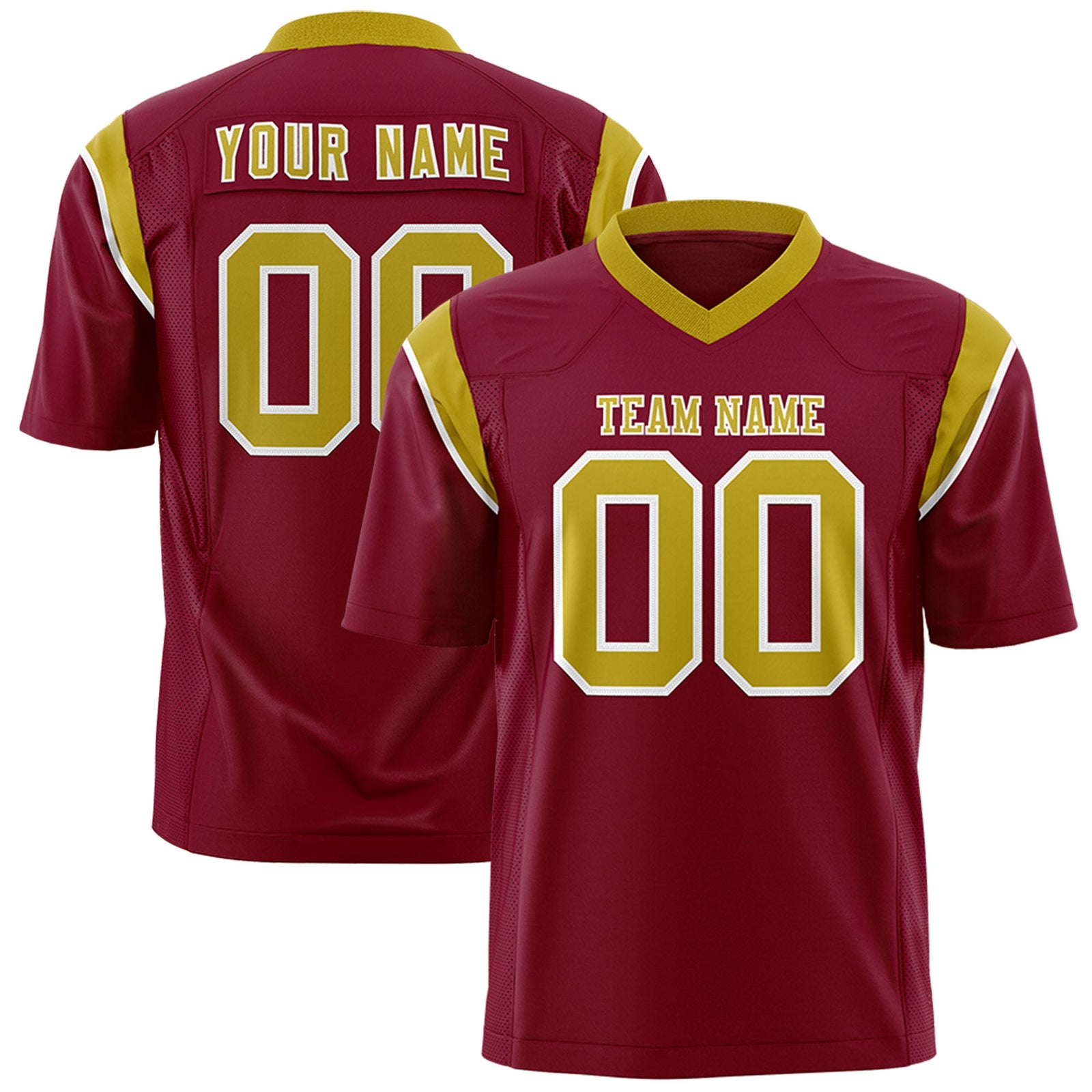 Custom Flag Football Jersey | Cardinal Old Gold Color Block For Youth & Men | Add Name, Number & Logo | KXKSHOP