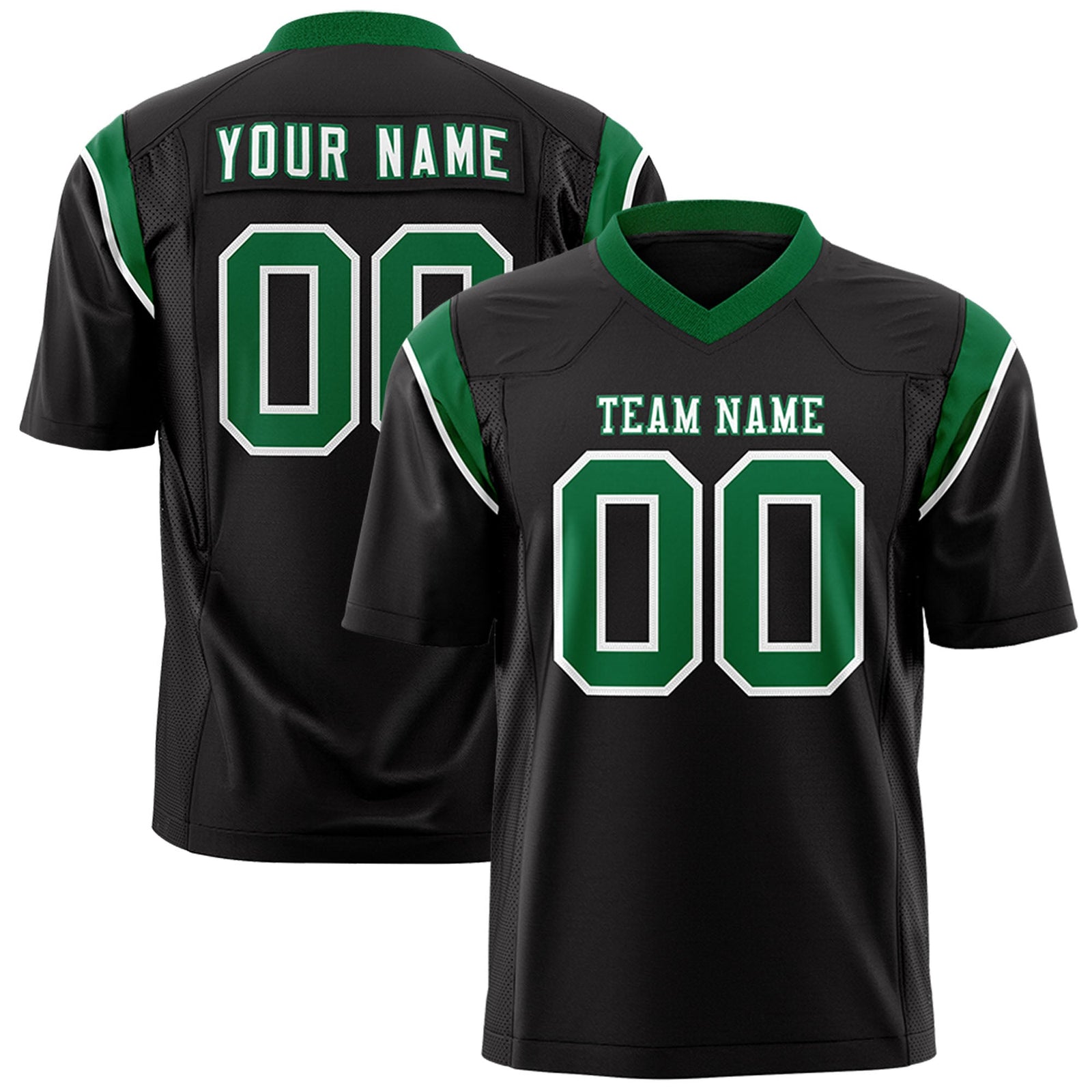 Custom Flag Football Jersey | Black Kelly Green Color Block For Youth & Men | Add Name, Number & Logo | KXKSHOP