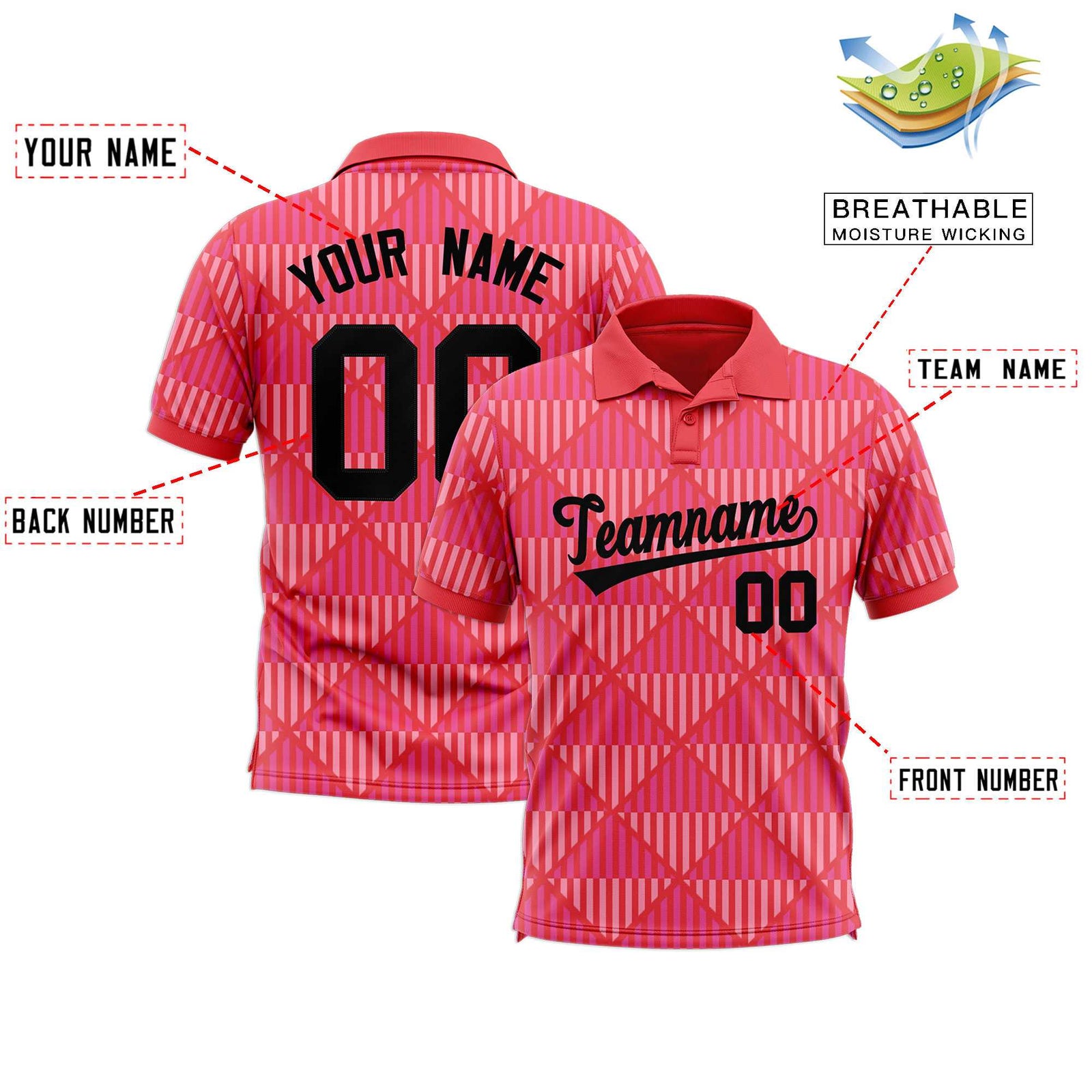 Custom Light Red Lingge Sunshine Polo Shirts