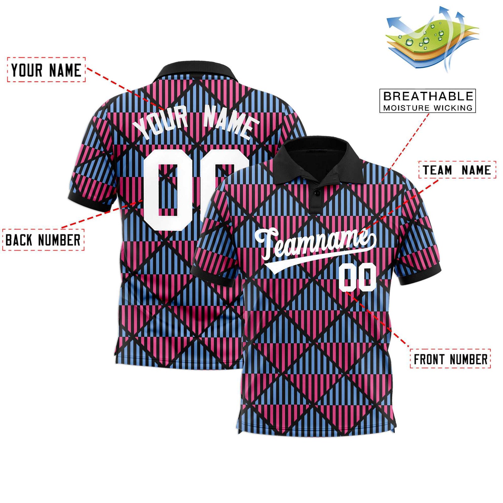 Custom Black Lingge Sunshine Polo Shirts