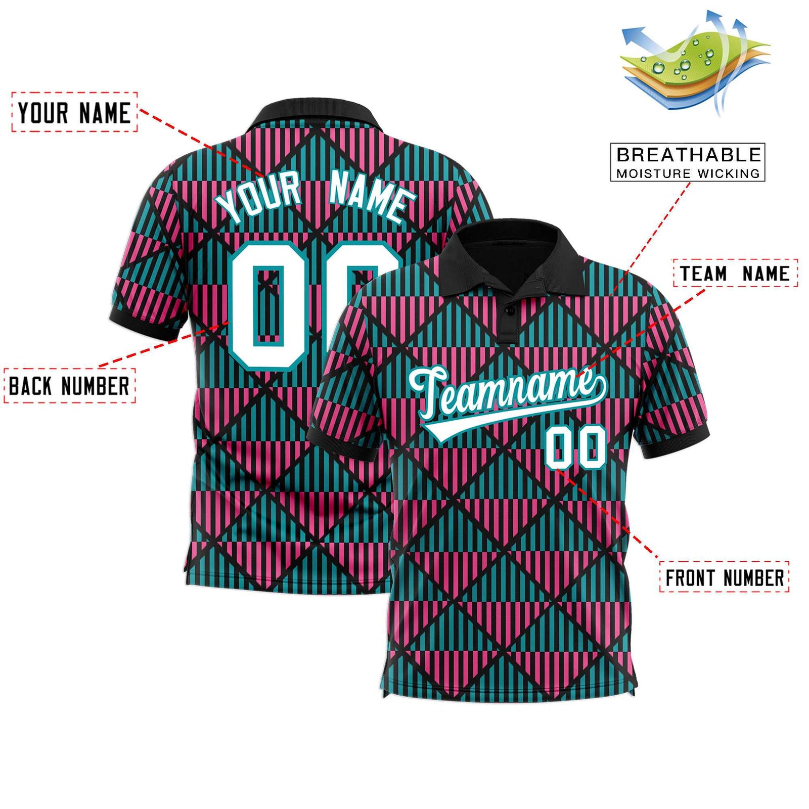 Custom Black Lingge Sunshine Polo Shirts