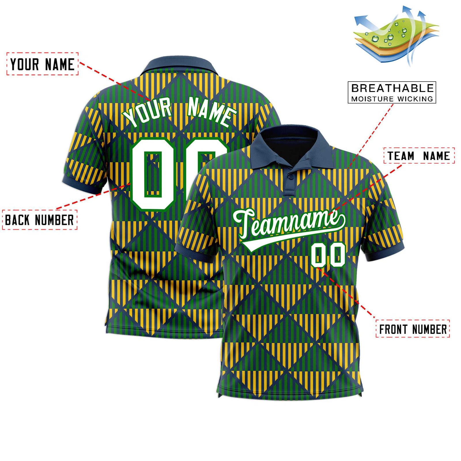 Custom Midnight Blue Lingge Sunshine Polo Shirts