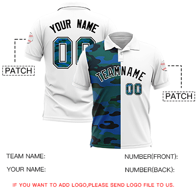Custom White Camo Split Fashion Authentic Performance Polo Shirt