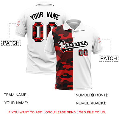 Custom White Camo Split Fashion Authentic Performance Polo Shirt