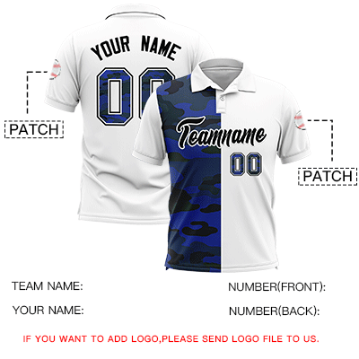 Custom White Camo Split Fashion Authentic Performance Polo Shirt