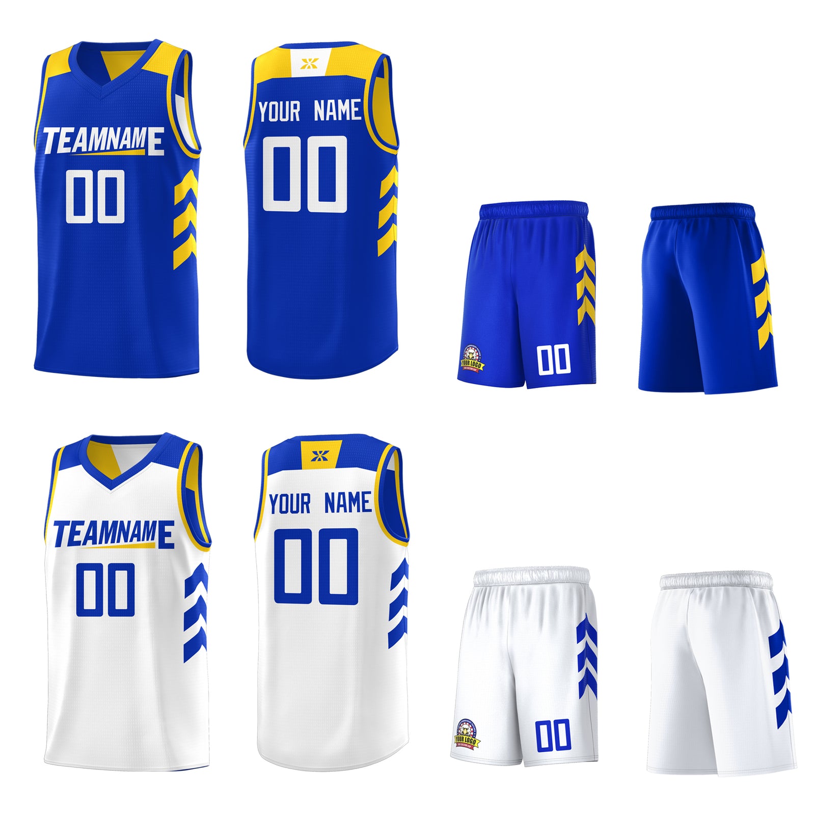 Custom Royal White Reversible Double Side Tops Basketball Jersey