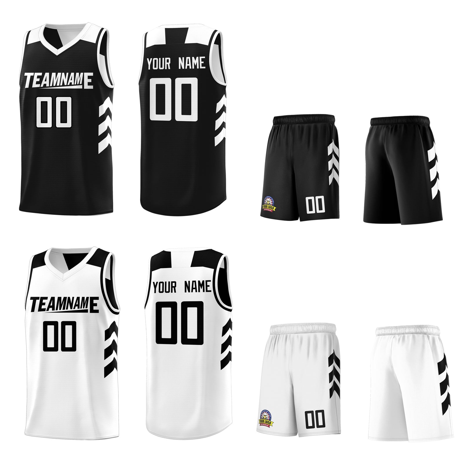Custom Black White Reversible Tops Basketball Jersey | Custom Reversible Basketball Jerseys with Numbers