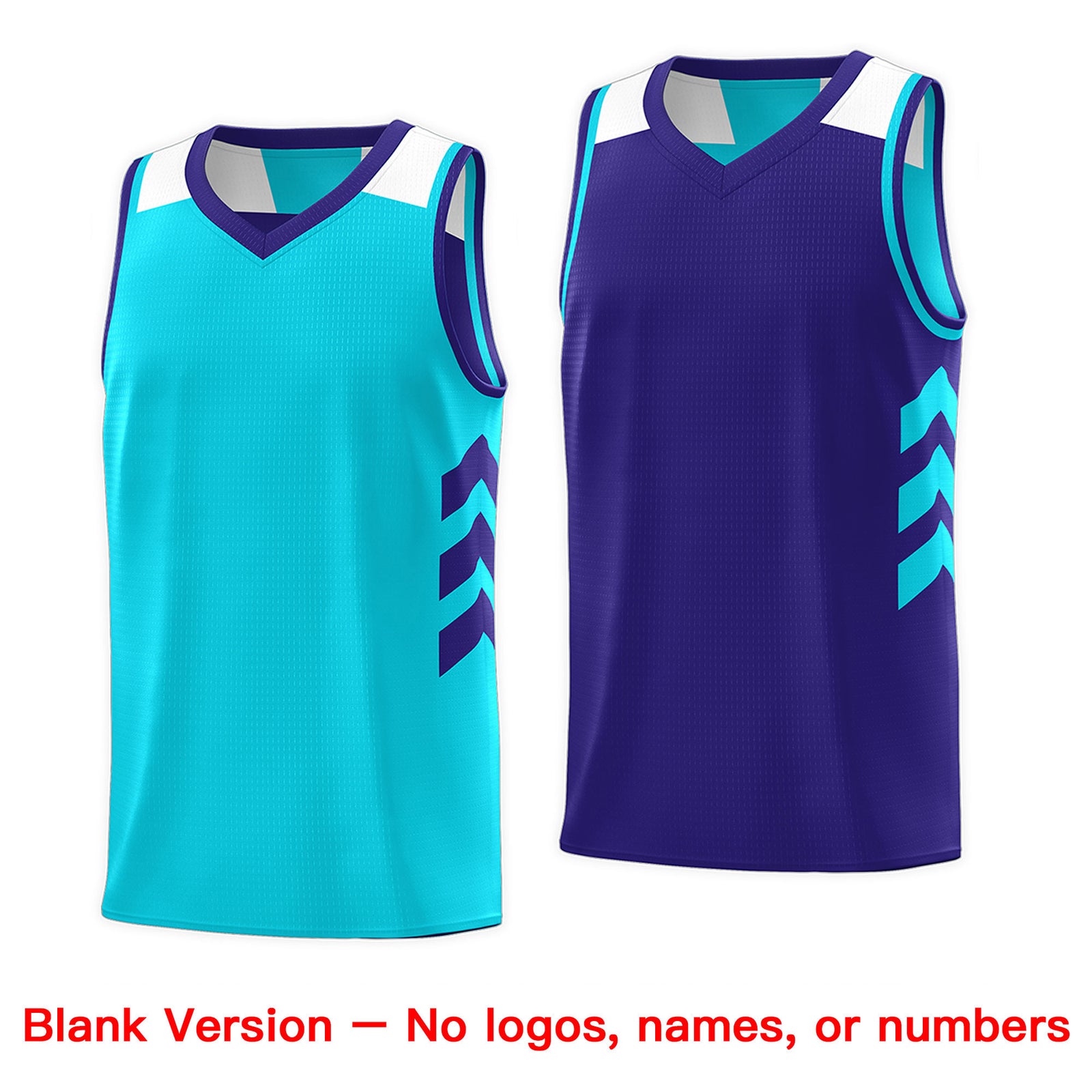 Custom Royal Aqua Reversible Double Side Tops Basketball Jersey