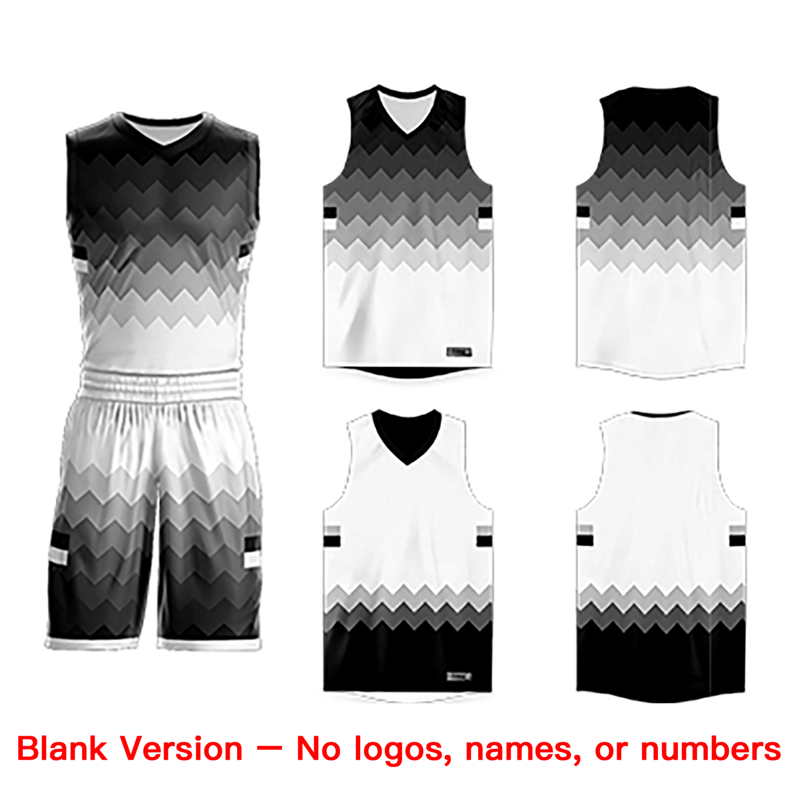 Custom Black White-Gray Double Side Sets Sportswear Basketball Jersey