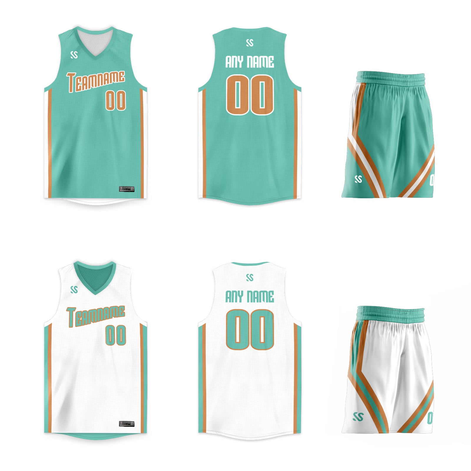Custom Green White Double Side Sets Design Basketball Jersey