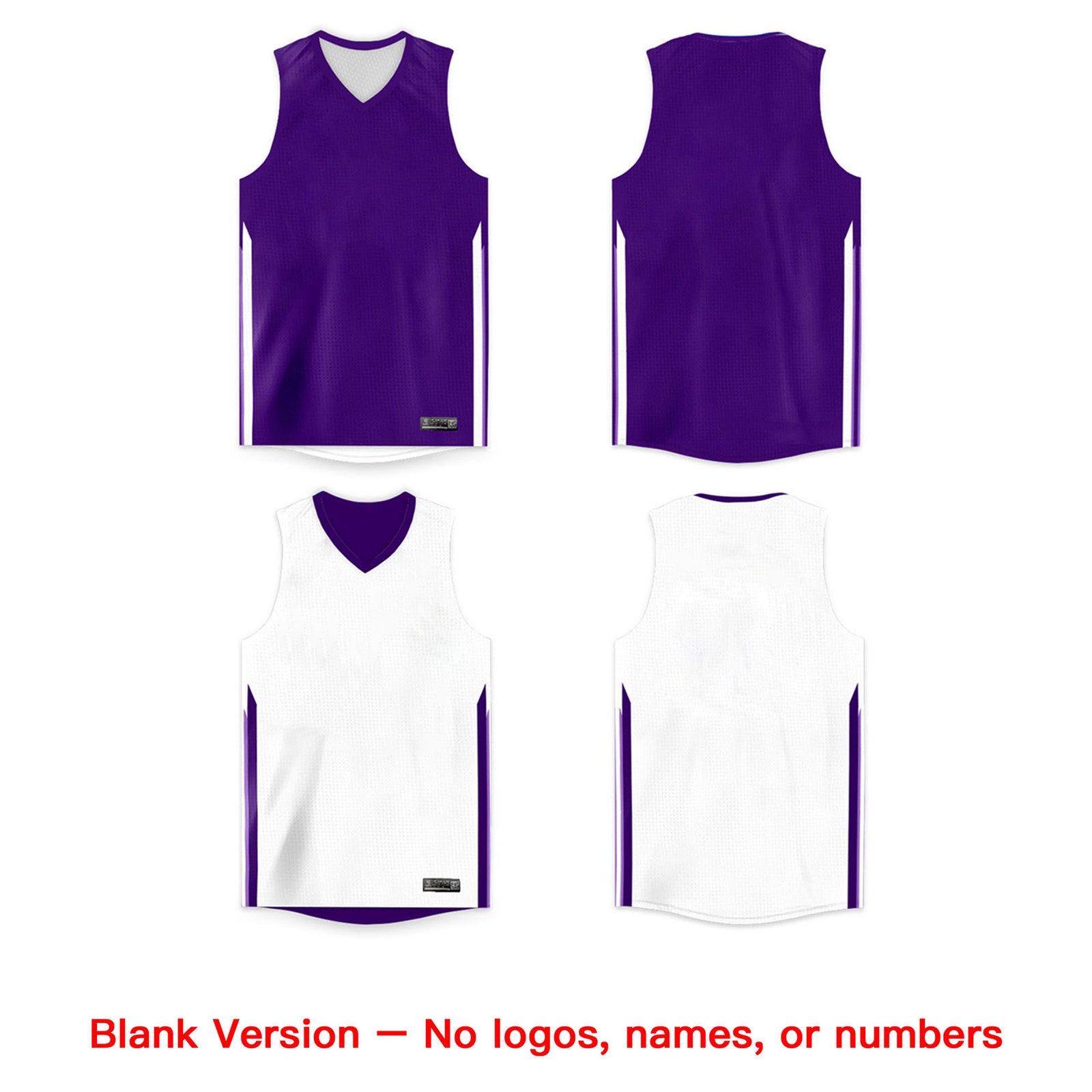 Custom Purple White Double Side Tops Basketball Jersey