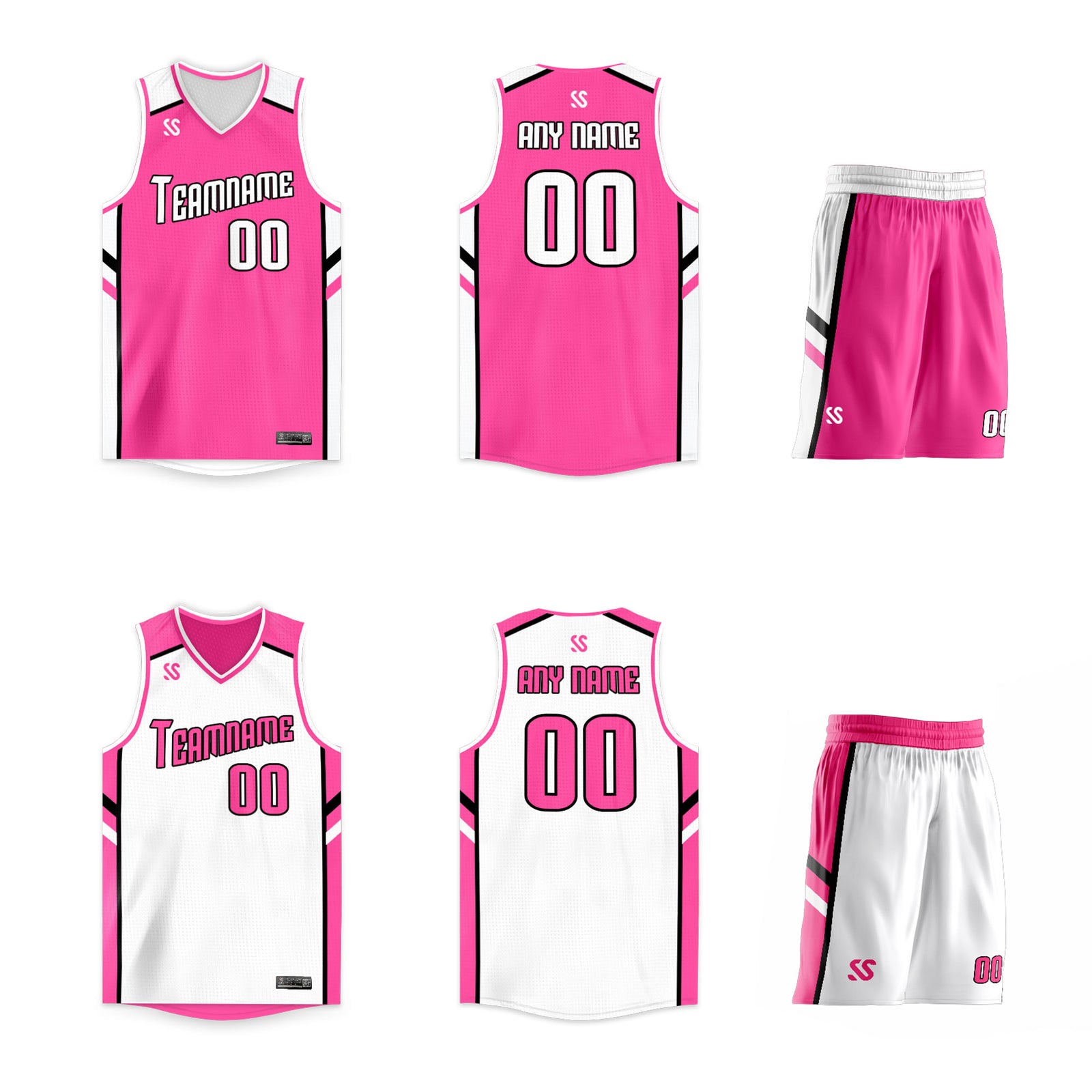 Custom Pink White Double Side Sets Design Sportswear Basketball Jersey