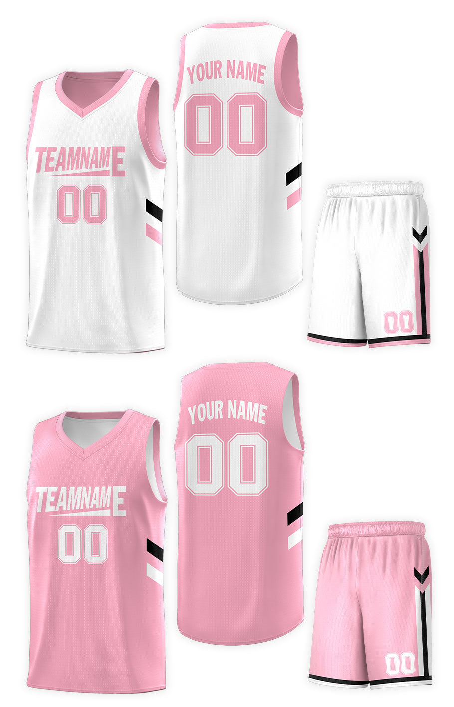 Custom White Pink Double Side Sets Design Sportswear Basketball Jersey