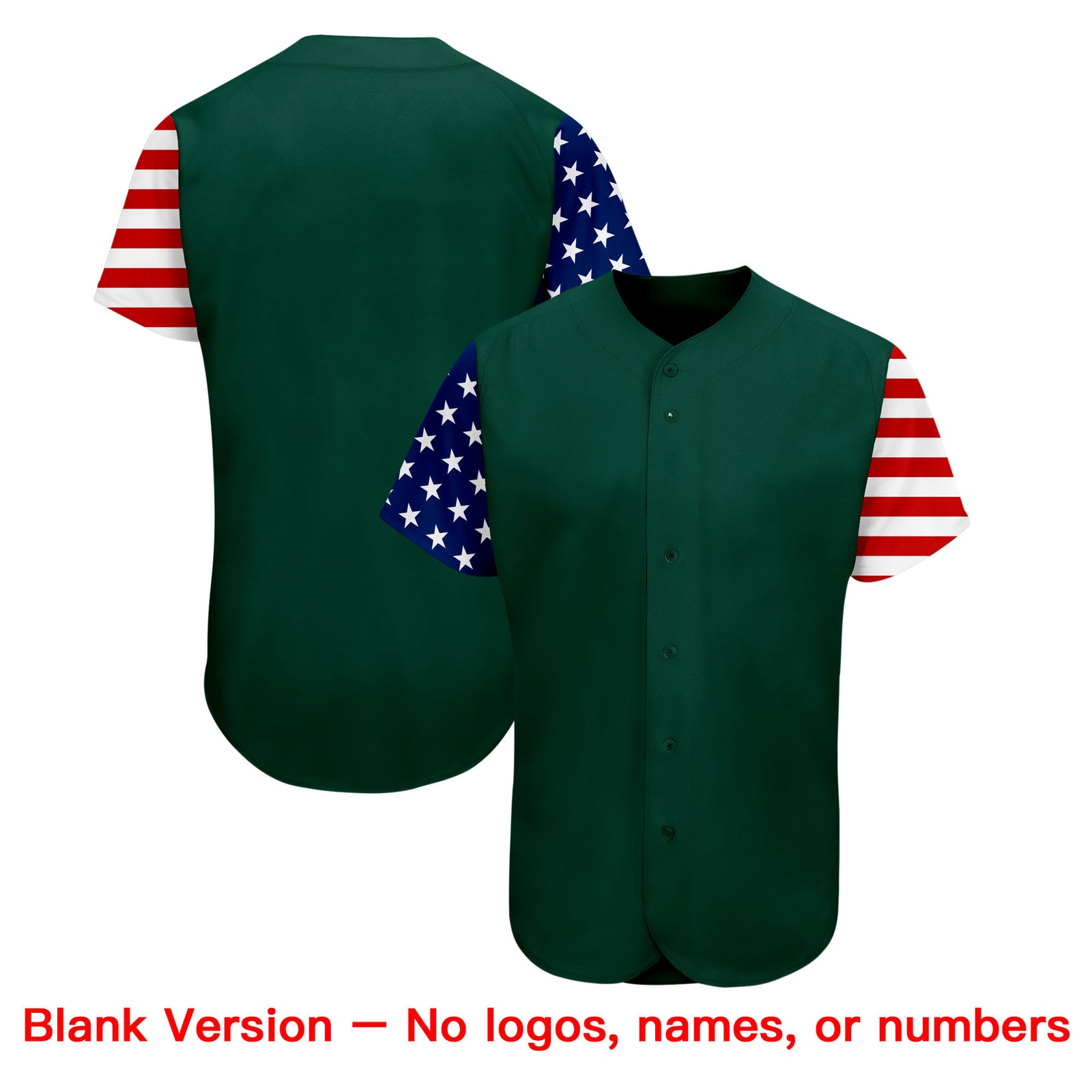 Custom Green White-Red American Flag Authentic Baseball Jersey
