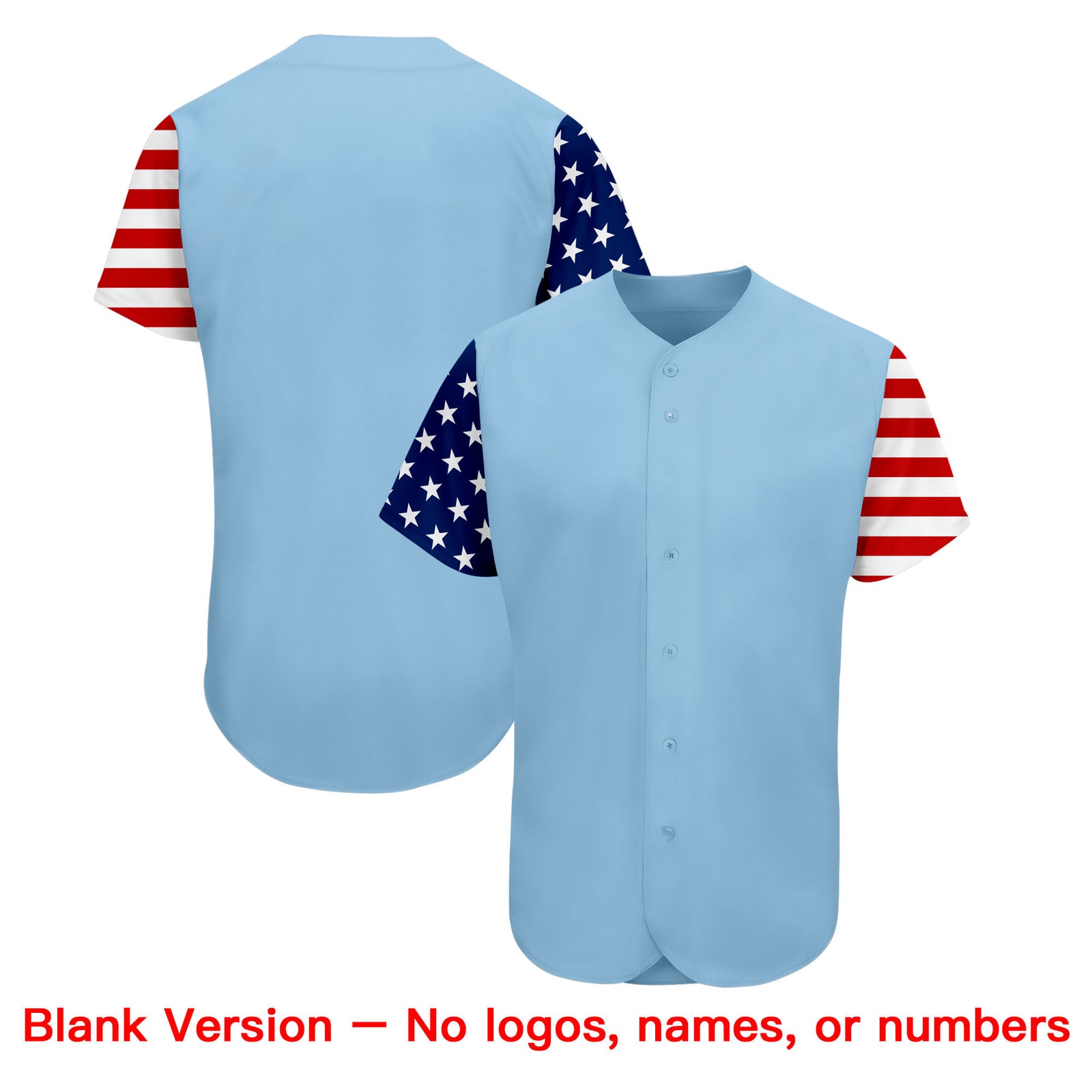 Custom Light Blue Navy-Red American Flag Authentic Baseball Jersey