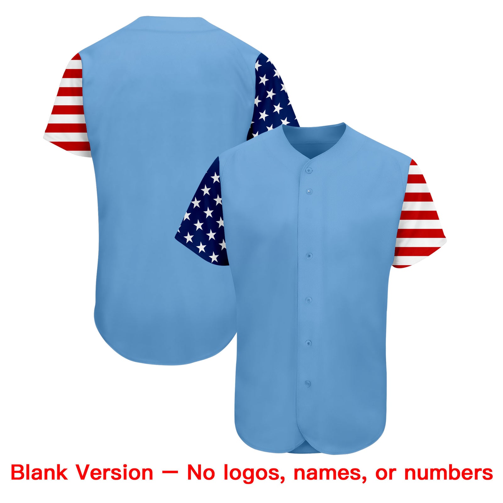 Custom Light Blue White-Red American Flag Authentic Baseball Jersey