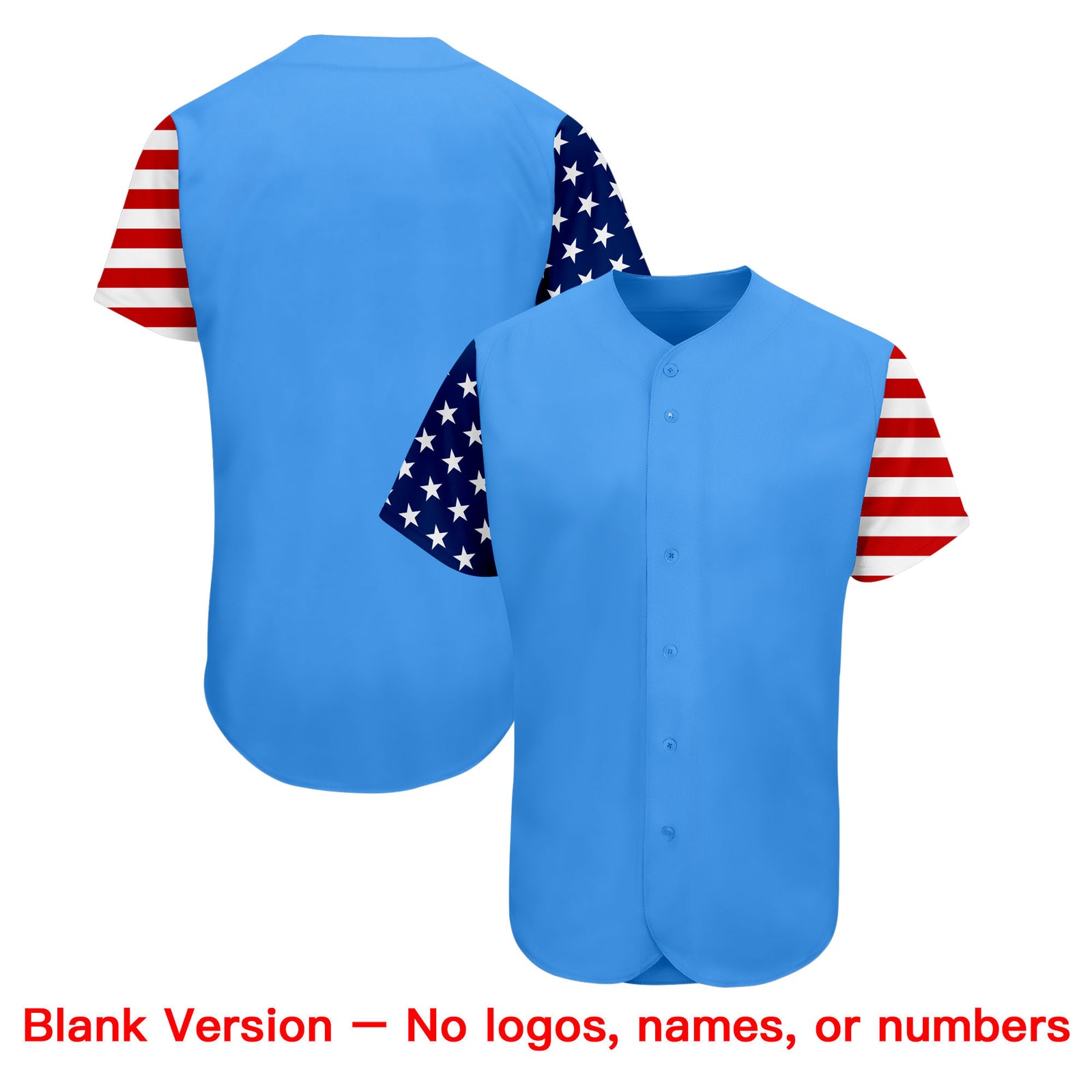 Custom Powder Blue White-Red American Flag Authentic Baseball Jersey