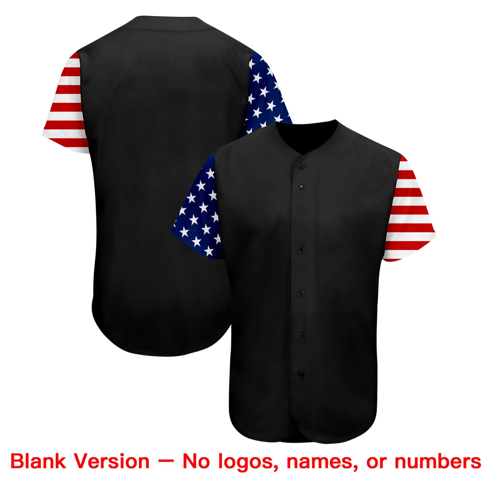Custom Black White-Red American Flag Authentic Baseball Jersey