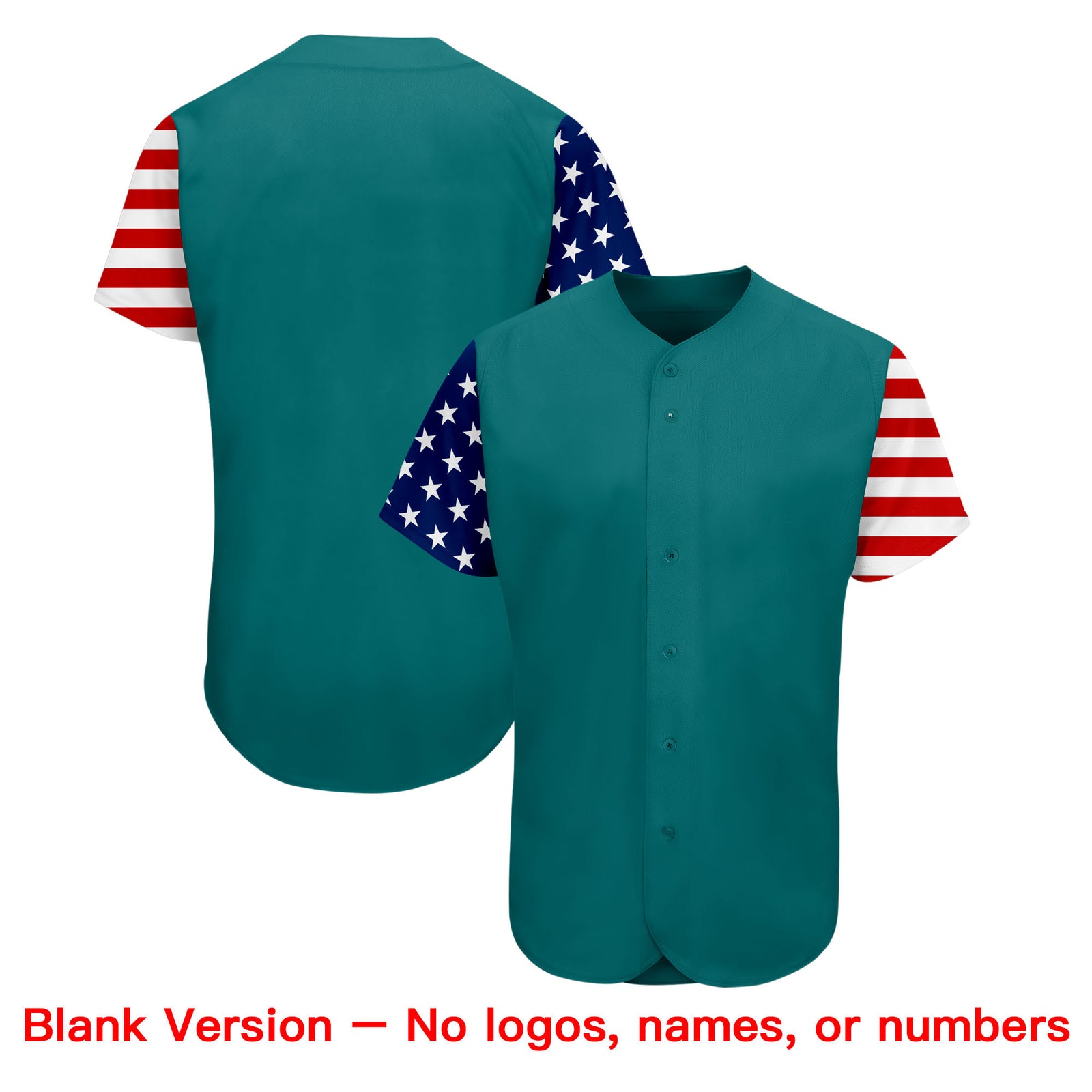 Custom Aqua White-Red American Flag Authentic Baseball Jersey