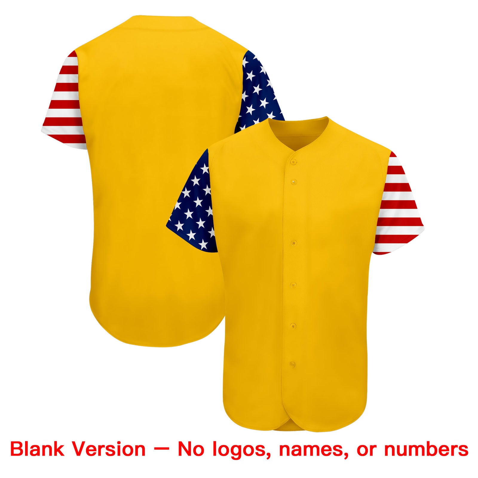 Custom Gold White-Navy American Flag Authentic Baseball Jersey