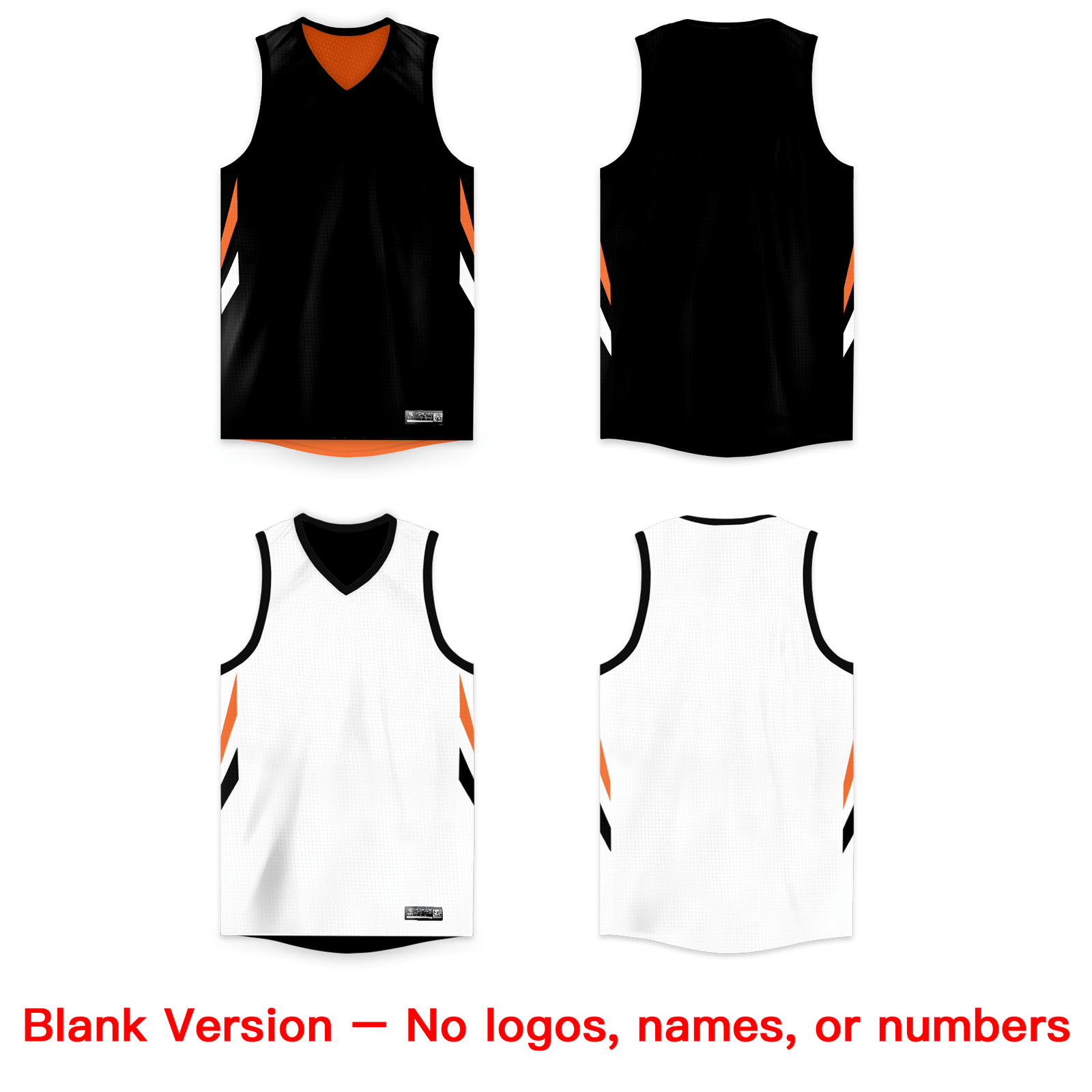 Custom Black Orange Double Side Tops Athletic Basketball Jersey