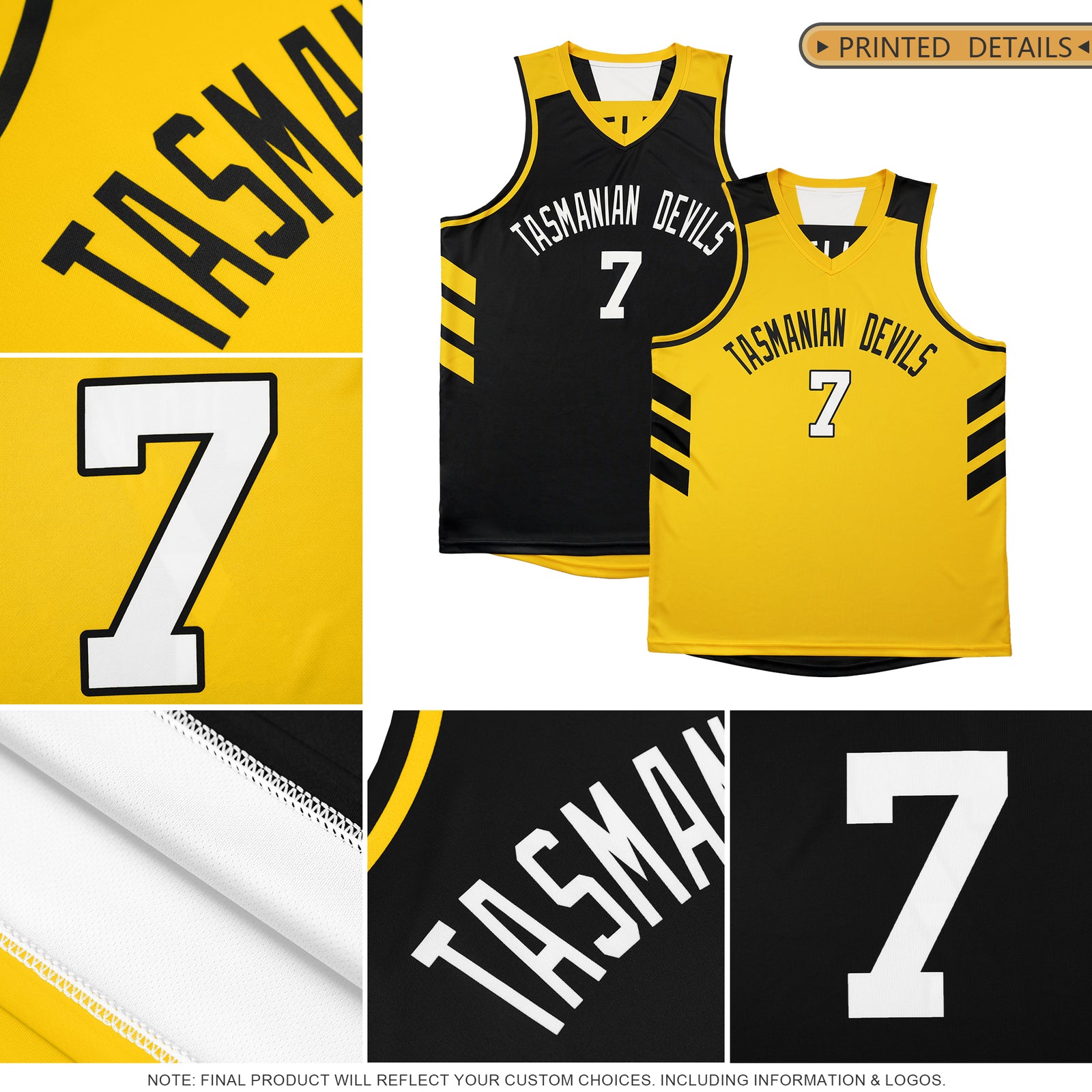 Custom Purple Yellow Reversible Double Side Tops Basketball Jersey