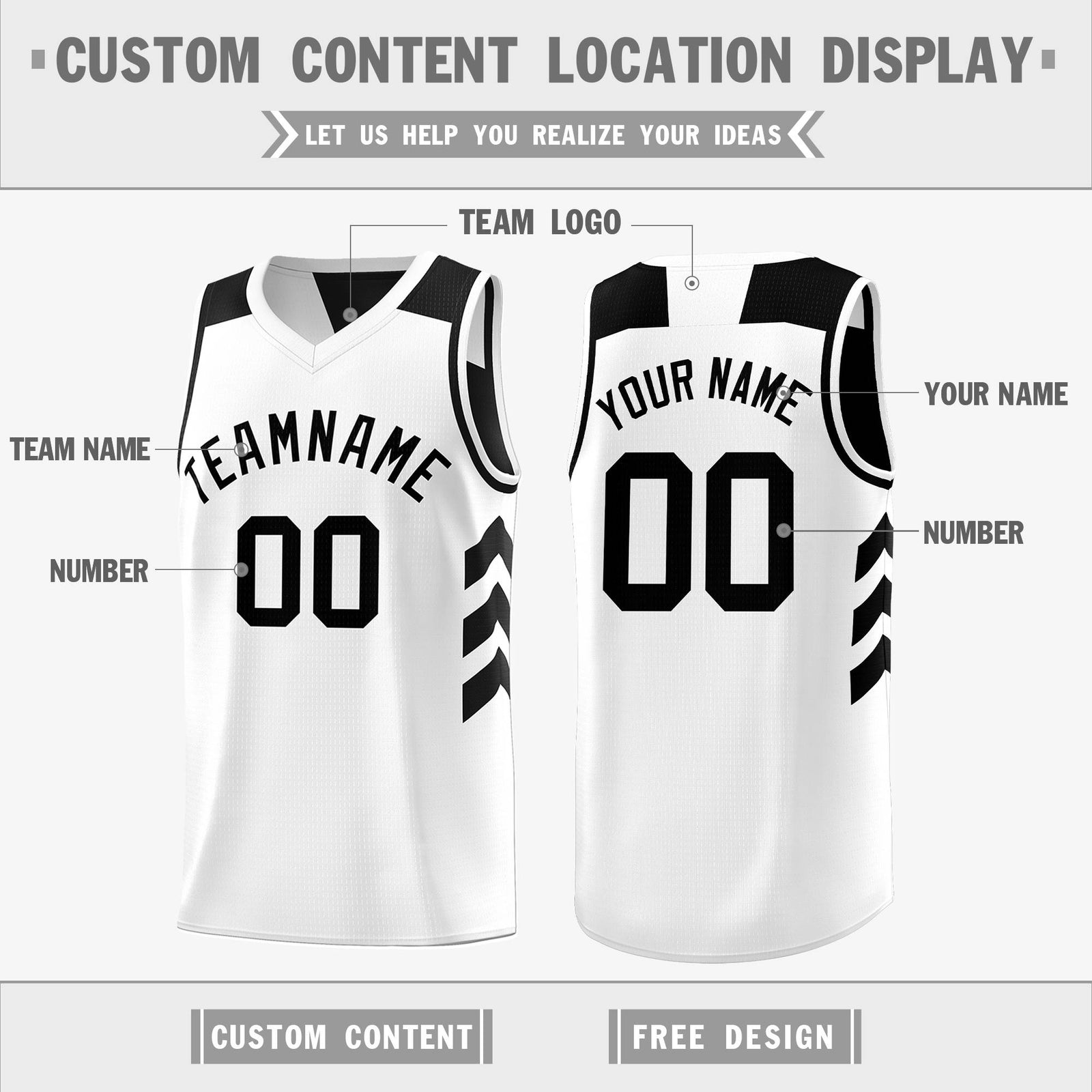 Custom Black White Reversible Tops Basketball Jersey | Custom Reversible Basketball Jerseys with Numbers