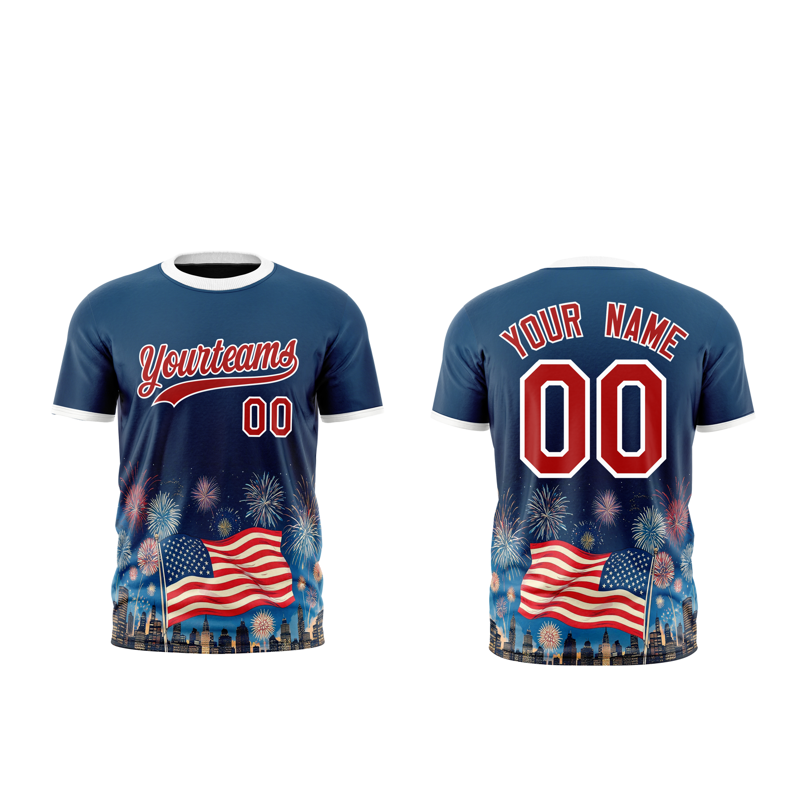 Custom Gradient Fashion Independence Day Quick Dry T-shirt