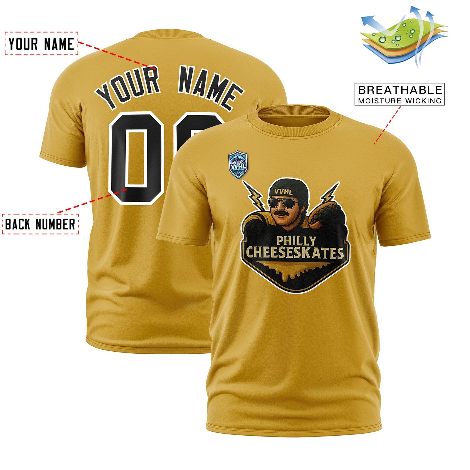 VVHL Gold Black-White S7-Philly-Cheeseskates T-Shirt