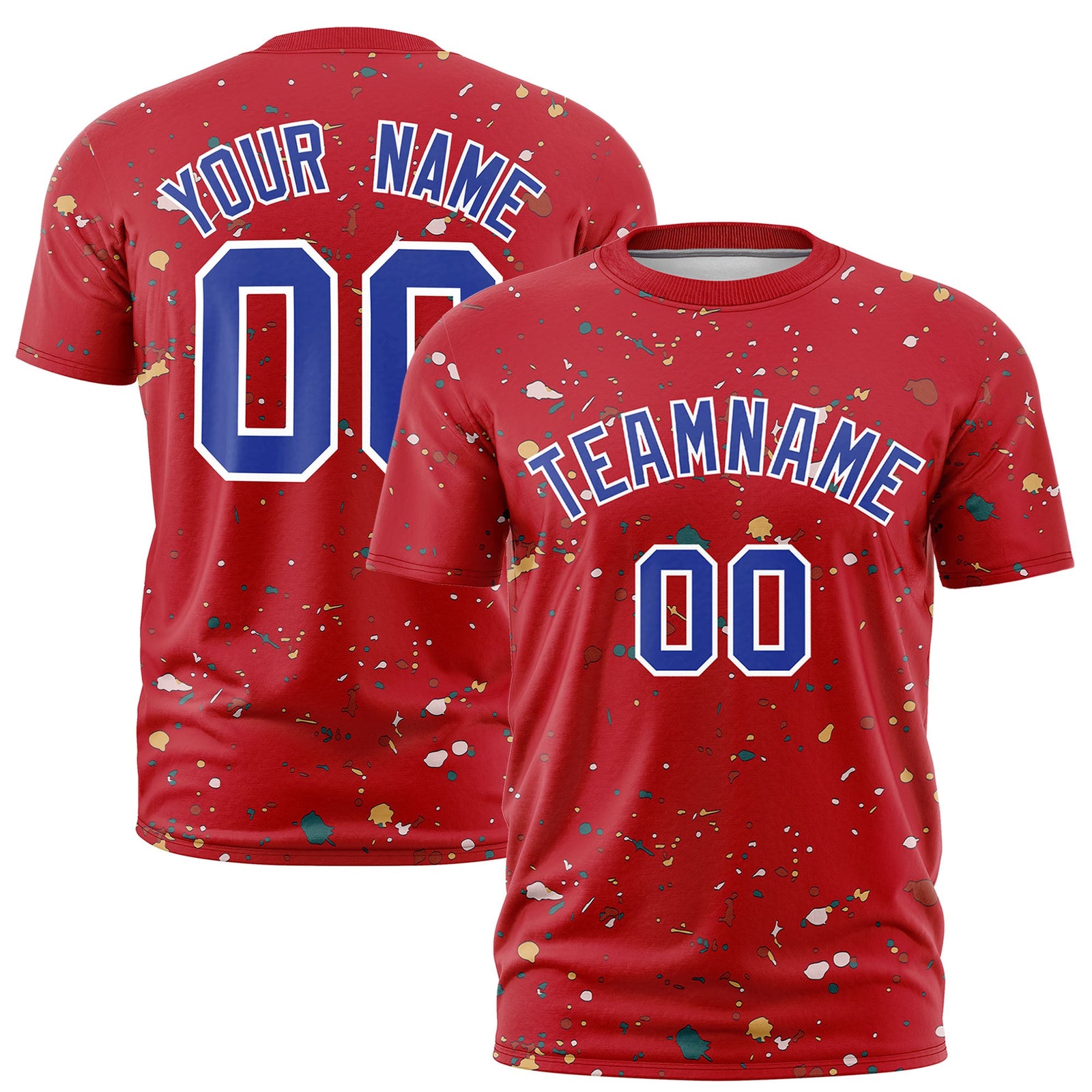 Custom Red Royal Blue White Spray Painting Graffiti Pattern Personalization T-shirt| KXKSHOP
