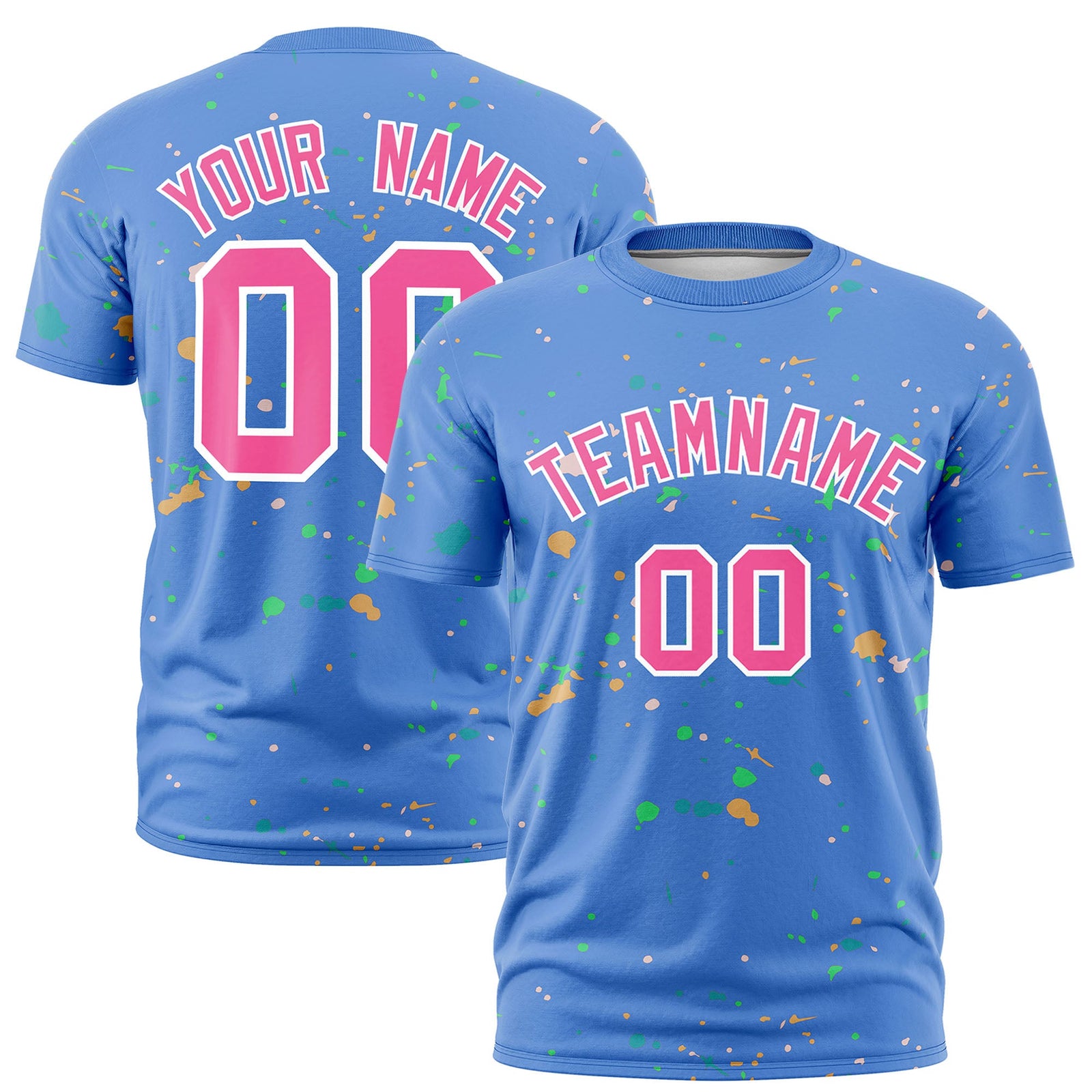 Custom Light Blue Pink White Spray Painting Graffiti Pattern Personalization T-shirt| KXKSHOP