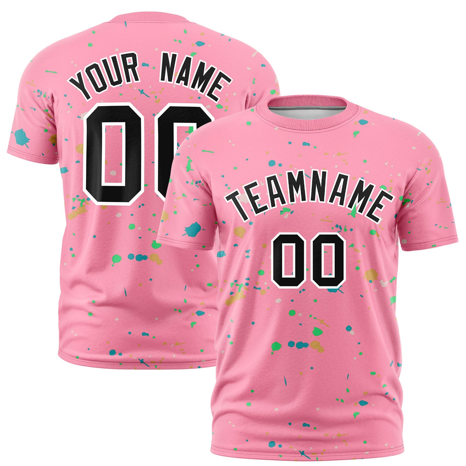Custom Light Pink Black White Spray Painting Graffiti Pattern Personalization T-shirt| KXKSHOP