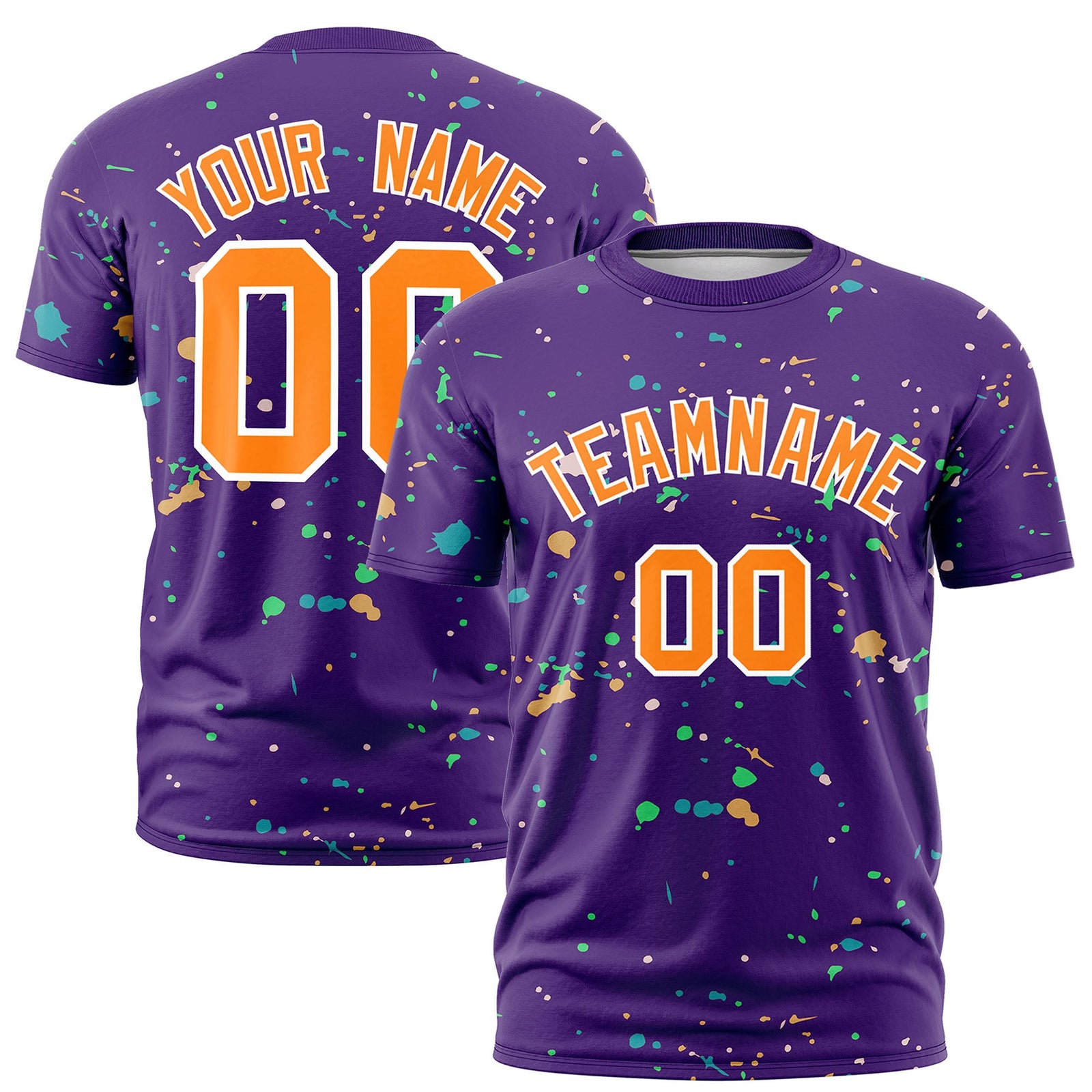 Custom Purple Orange White Spray Painting Graffiti Pattern Personalization T-shirt| KXKSHOP