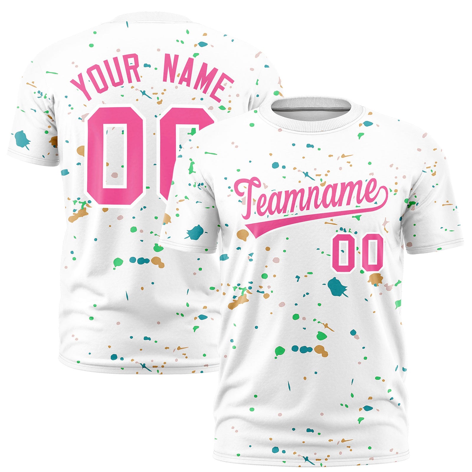 Custom White Pink Spray Painting Graffiti Pattern Personalization T-shirt| KXKSHOP