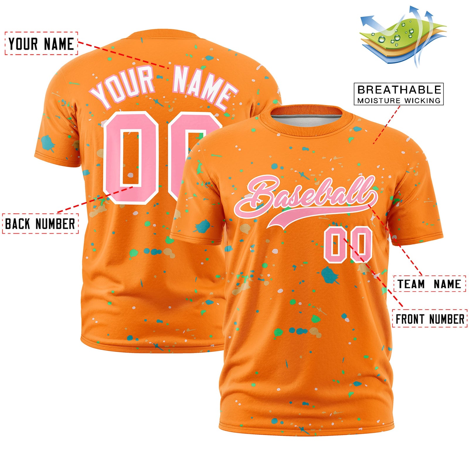Custom Orange Light Pink White Spray Painting Graffiti Pattern Personalization T-shirt| KXKSHOP