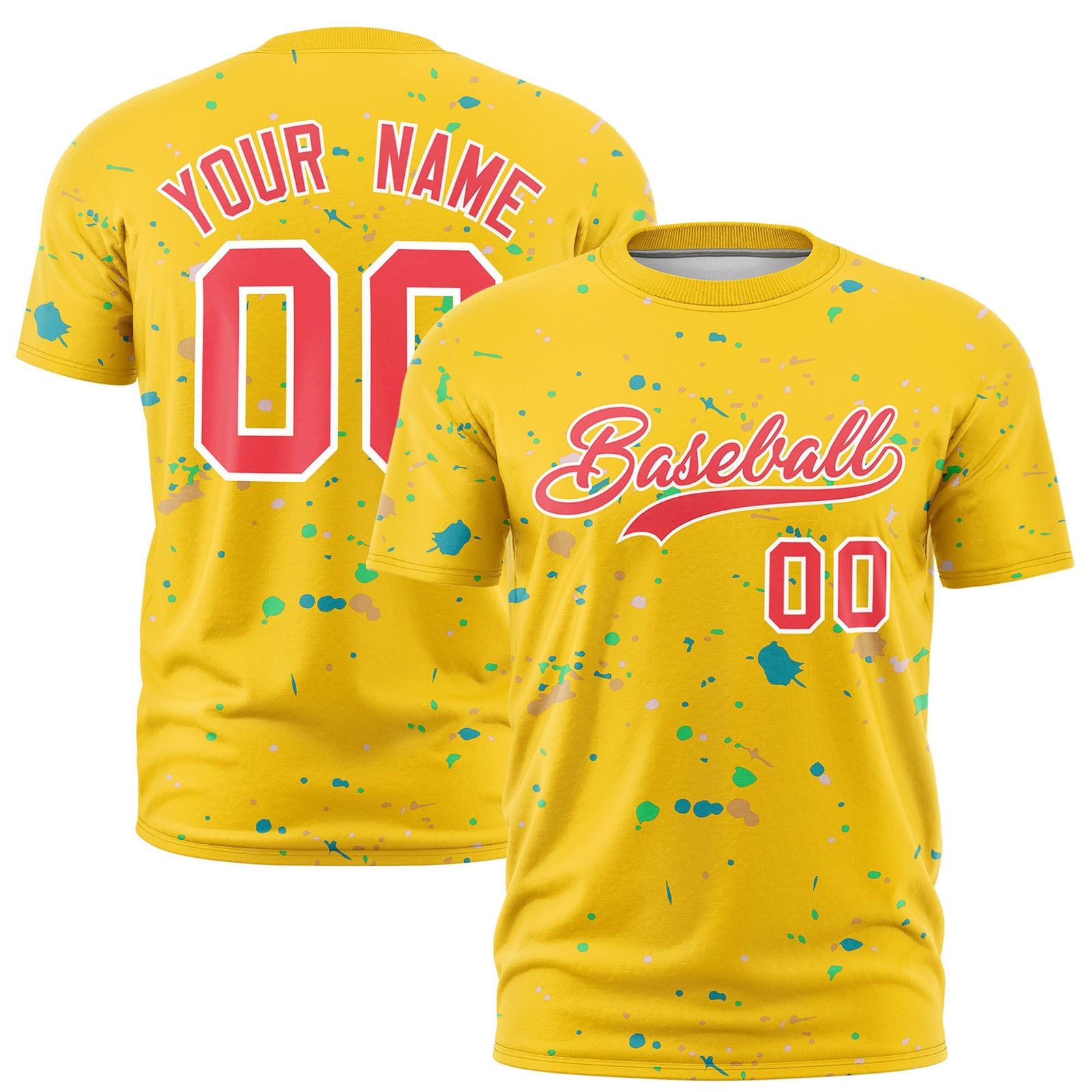 Custom Gold Light Red White Spray Painting Graffiti Pattern Personalization T-shirt| KXKSHOP