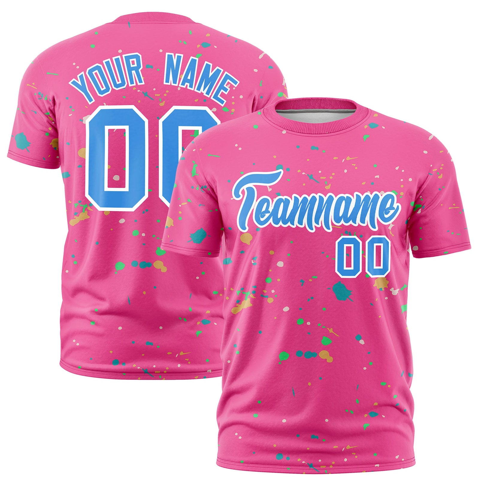 Custom Pink Powder Blue White Spray Painting Graffiti Pattern Personalization T-shirt| KXKSHOP