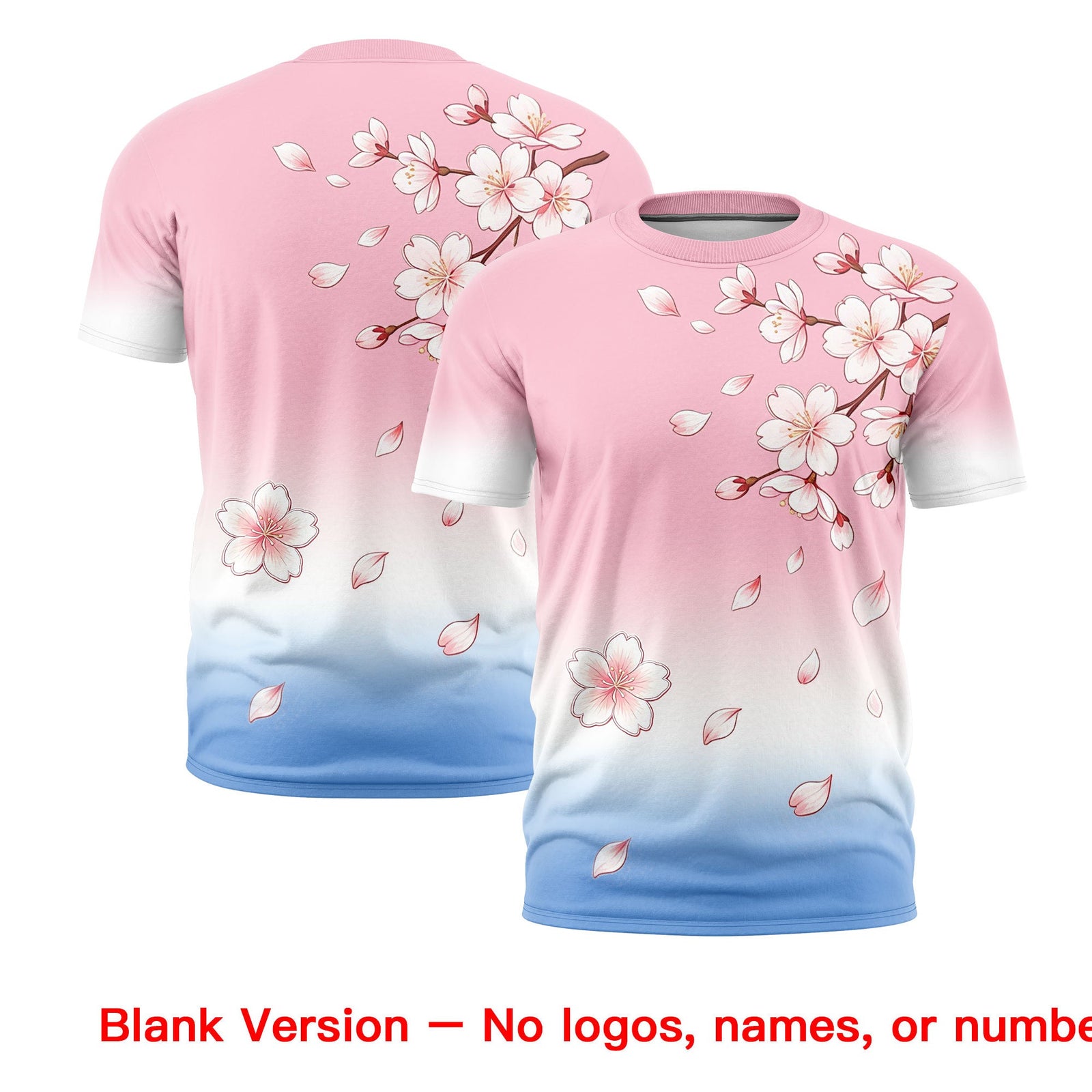 Custom Light Pink White Light Blue Cherry Blossoms Personalization Moisture-Wicking T-shirt| KXKSHOP