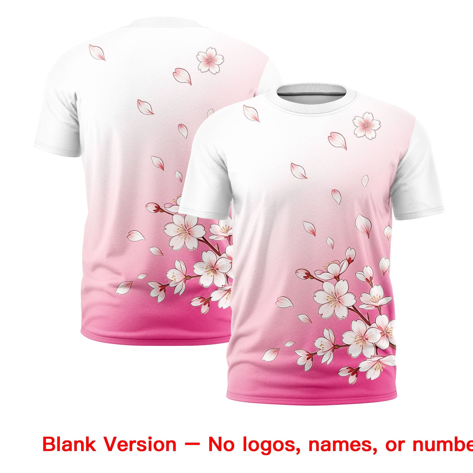 Custom White Pink Gold Cherry Blossoms Personalization Stretch Fabric T-shirt| KXKSHOP
