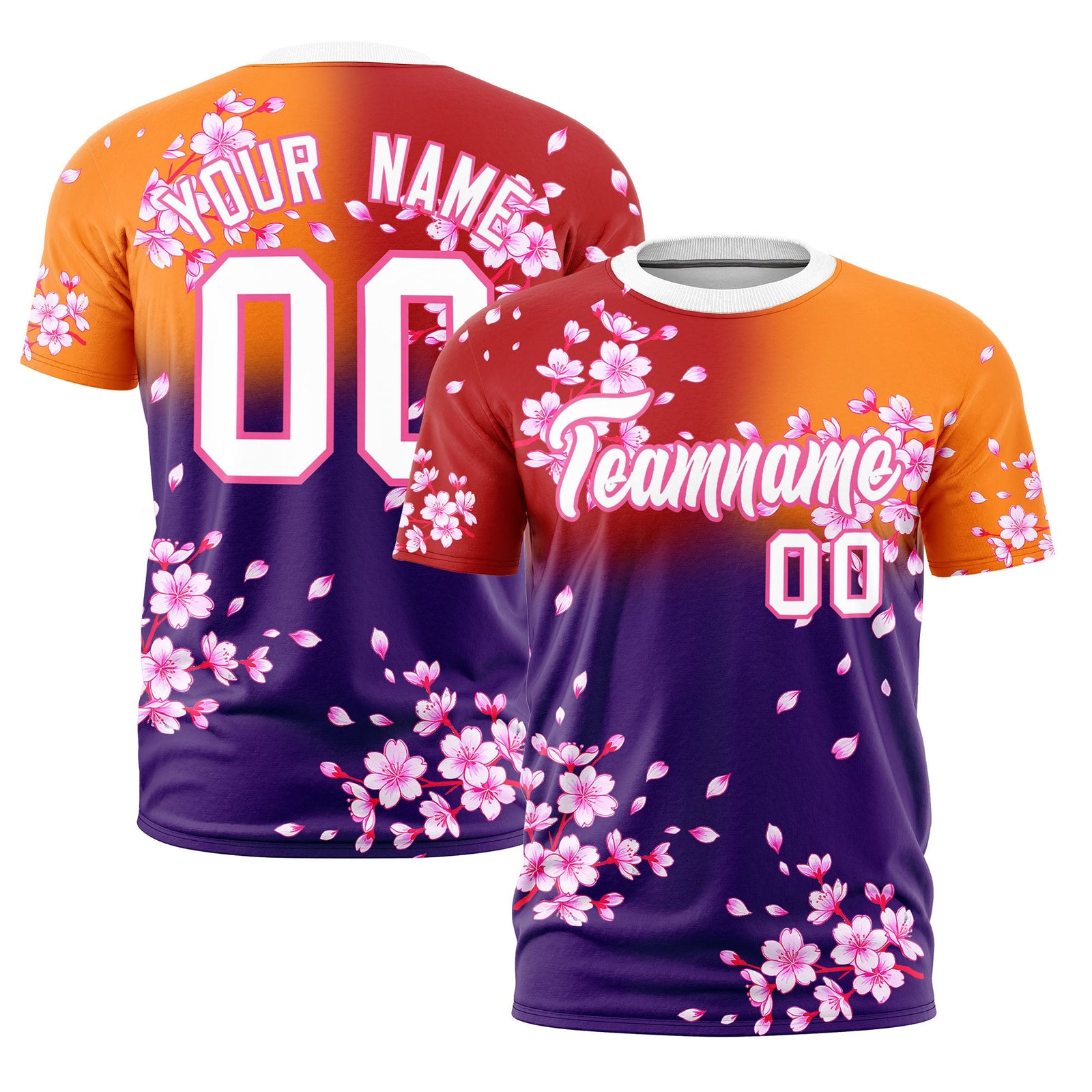 Custom Red Orange Purple Cherry Blossoms Personalization Moisture-Wicking T-shirt| KXKSHOP