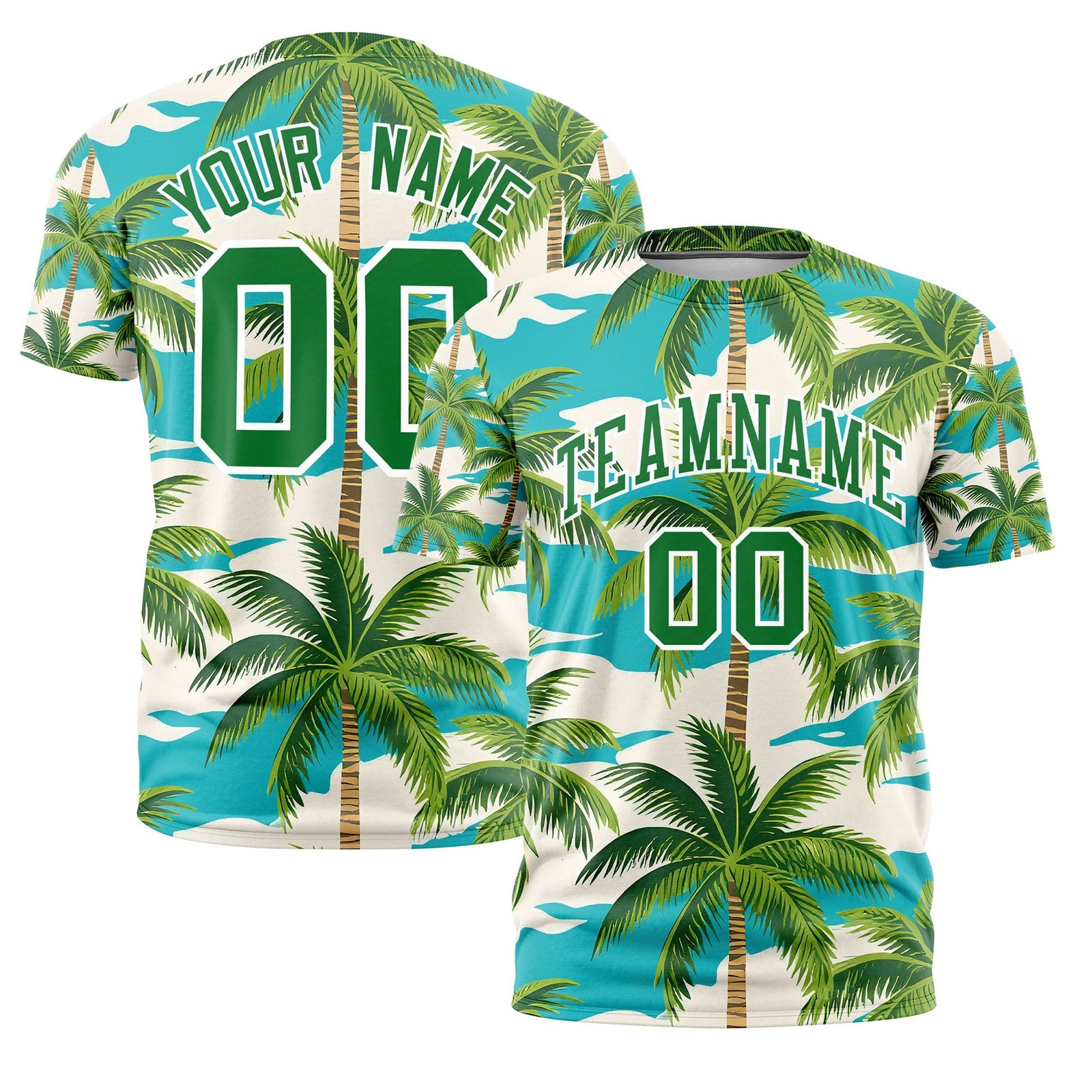 Custom Kelly Green White Graffiti Pattern Hawaiian Style T-shirt| KXKSHOP