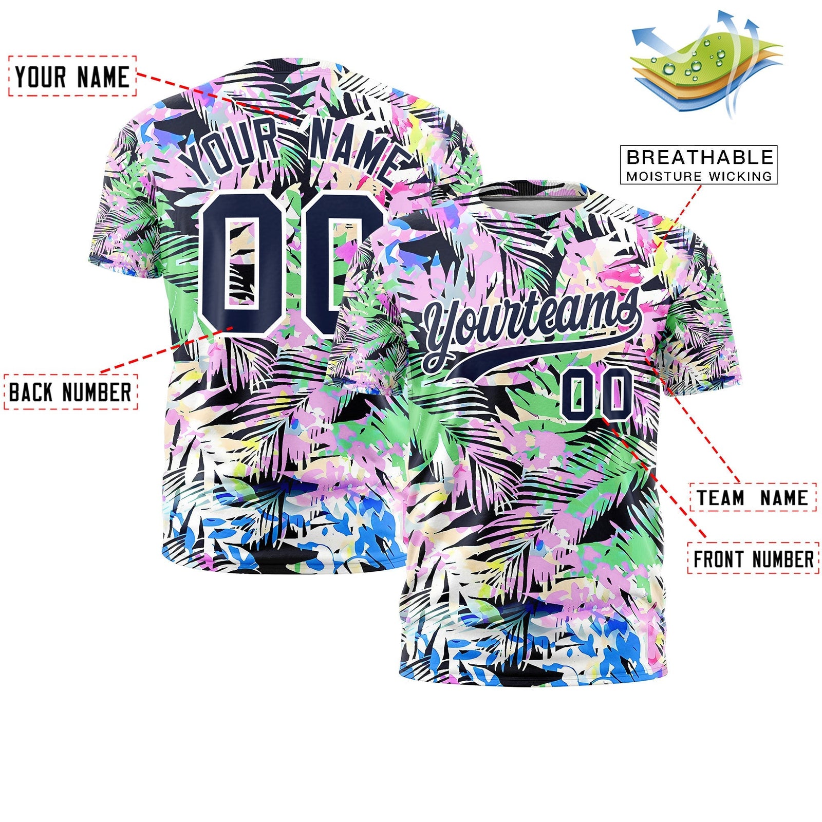 Custom Navy White Graffiti Pattern Hawaiian Style T-shirt| KXKSHOP